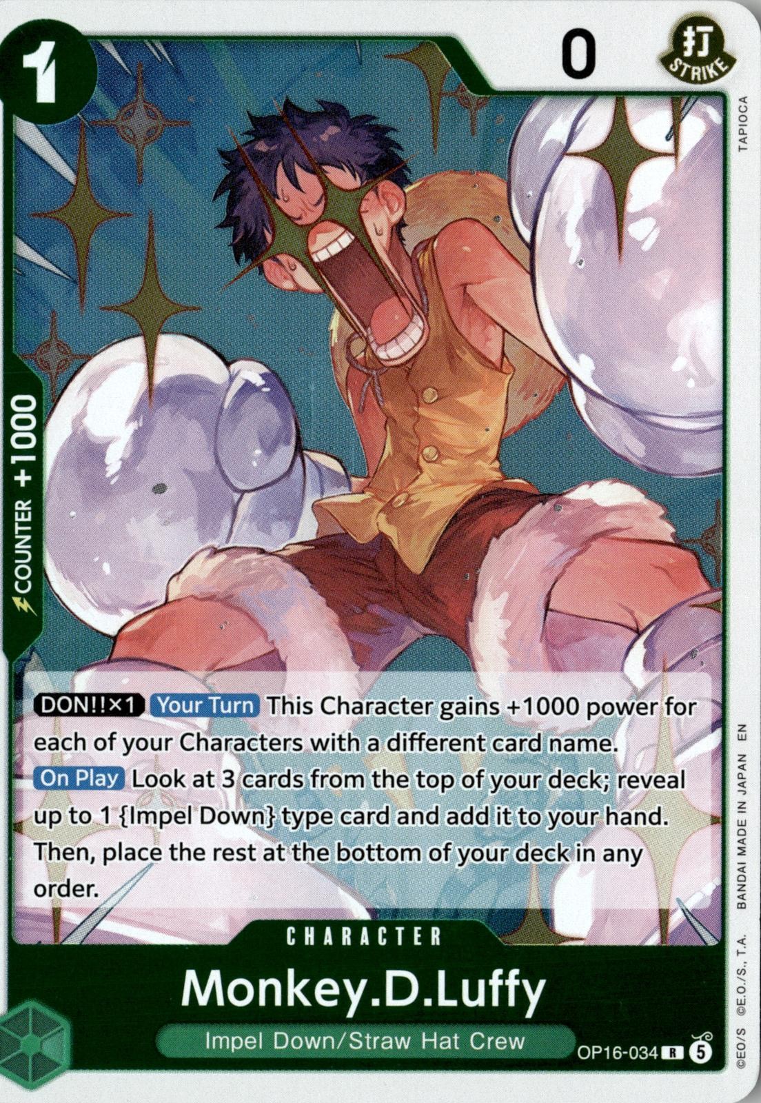 2026 ONE PIECE MONKEY.D.LUFFY (034) OP16-034 RARE THE TIME OF BATTLE FOIL NM