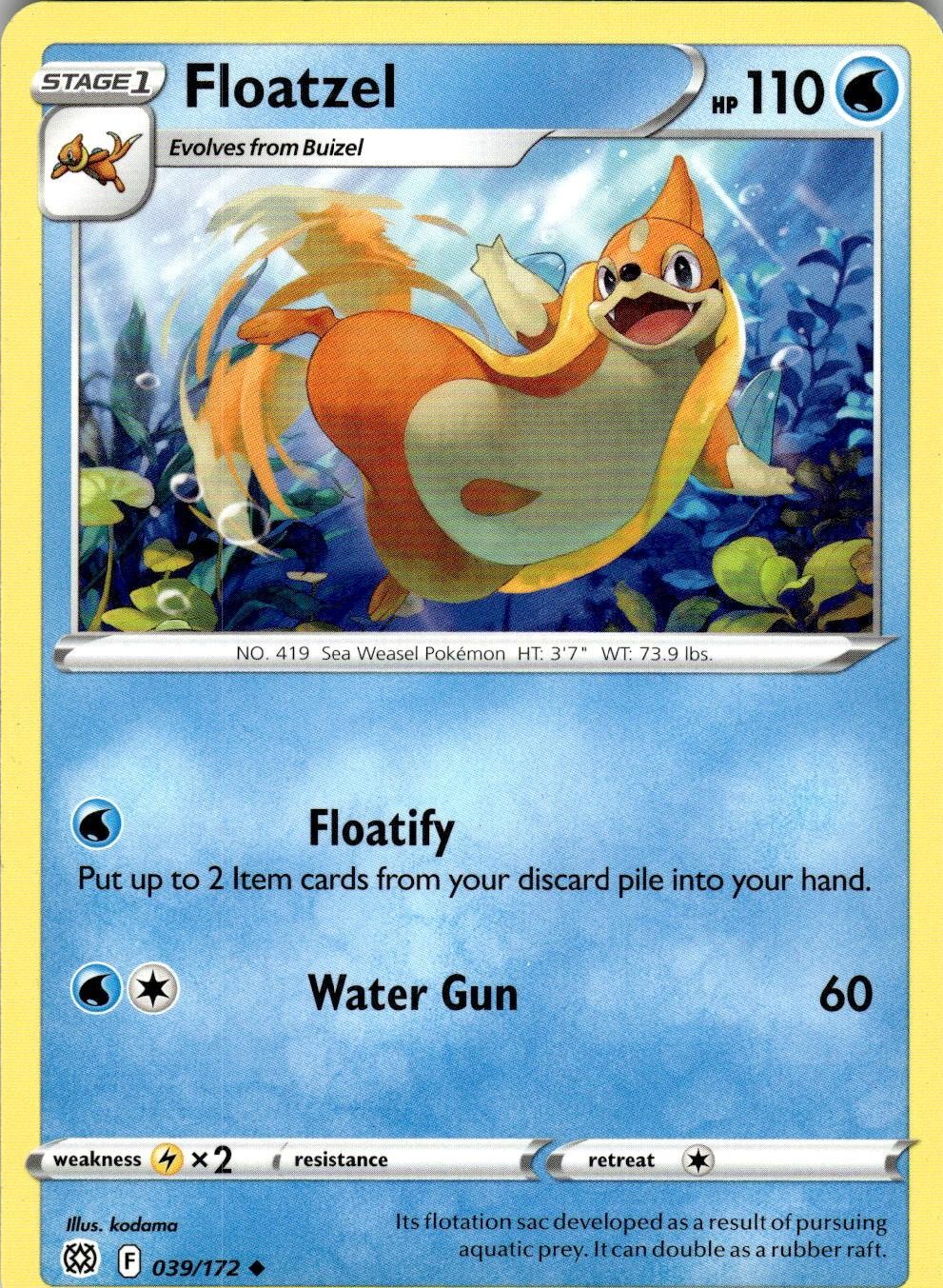 2022 POKEMON FLOATZEL 039/172 UNCOMMON BRILLIANT STARS NEAR MINT