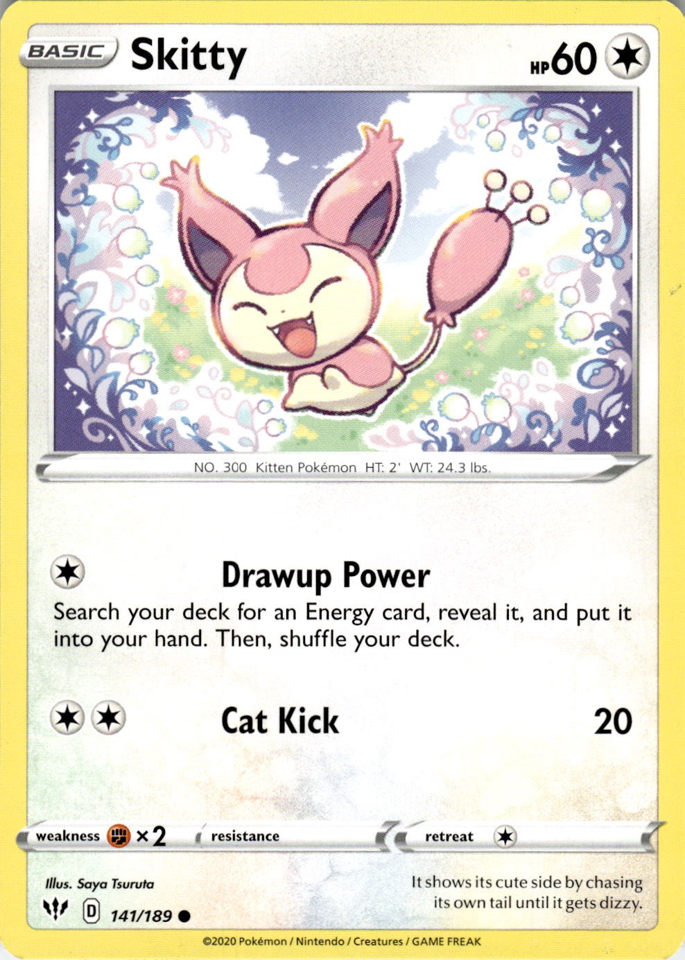 Skitty 141/189 Common Darkness Ablaze Pokemon Near Mint
