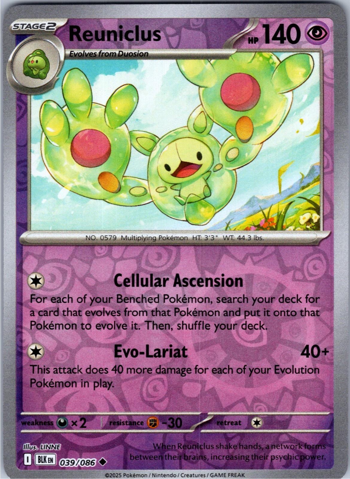 Reuniclus 039/086 Uncommon Black Bolt Pokemon Lightly Played