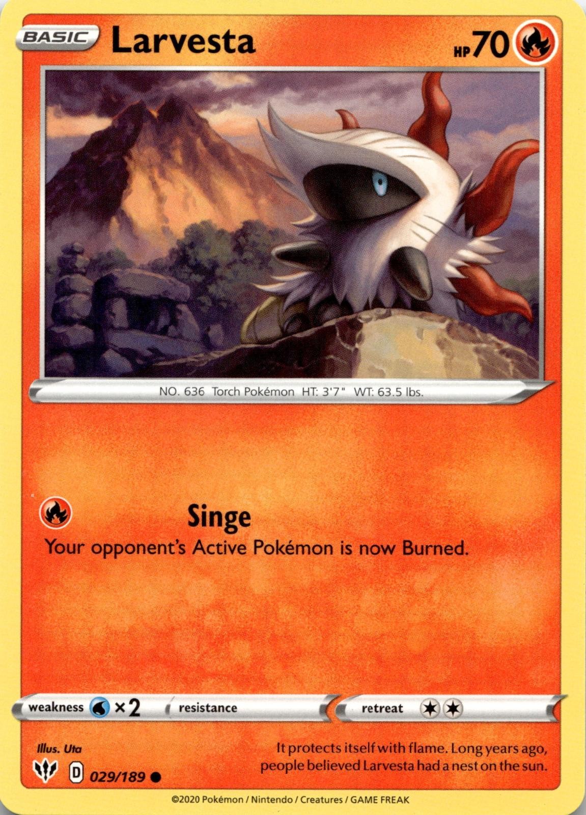 Larvesta 029/189 Common Darkness Ablaze Pokemon Near Mint