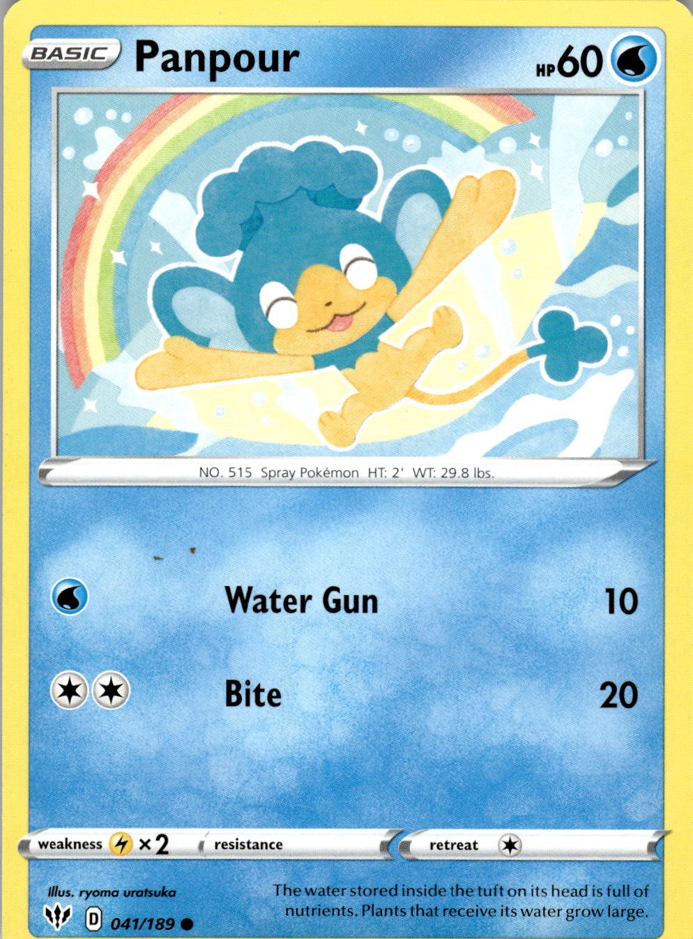 Panpour 041/189 Common Darkness Ablaze Pokemon Near Mint