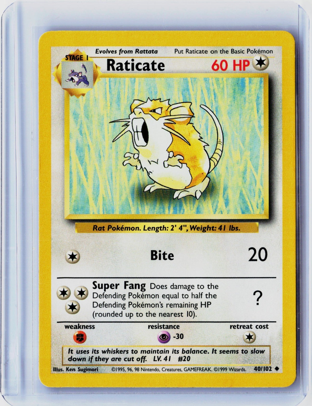 Raticate Uncommon Base Set 040/102 NM