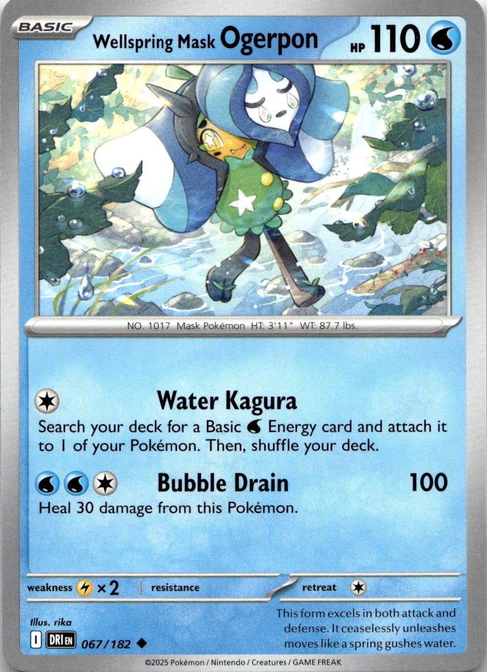 Wellspring Mask Ogerpon 067/182 Uncommon Destined Rivals Pokemon Reverse Holo NM
