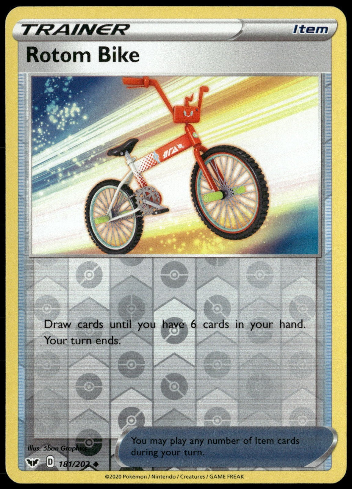 Rotom Bike Reverse Holo Uncommon SWSH01: Sword & Shield Base Set 181/202 NM