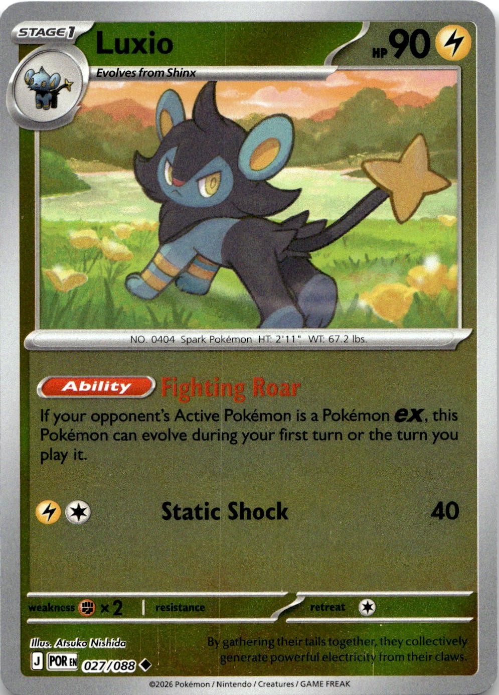 Luxio 027/088 Uncommon Perfect Order Pokemon Reverse Holo Near Mint