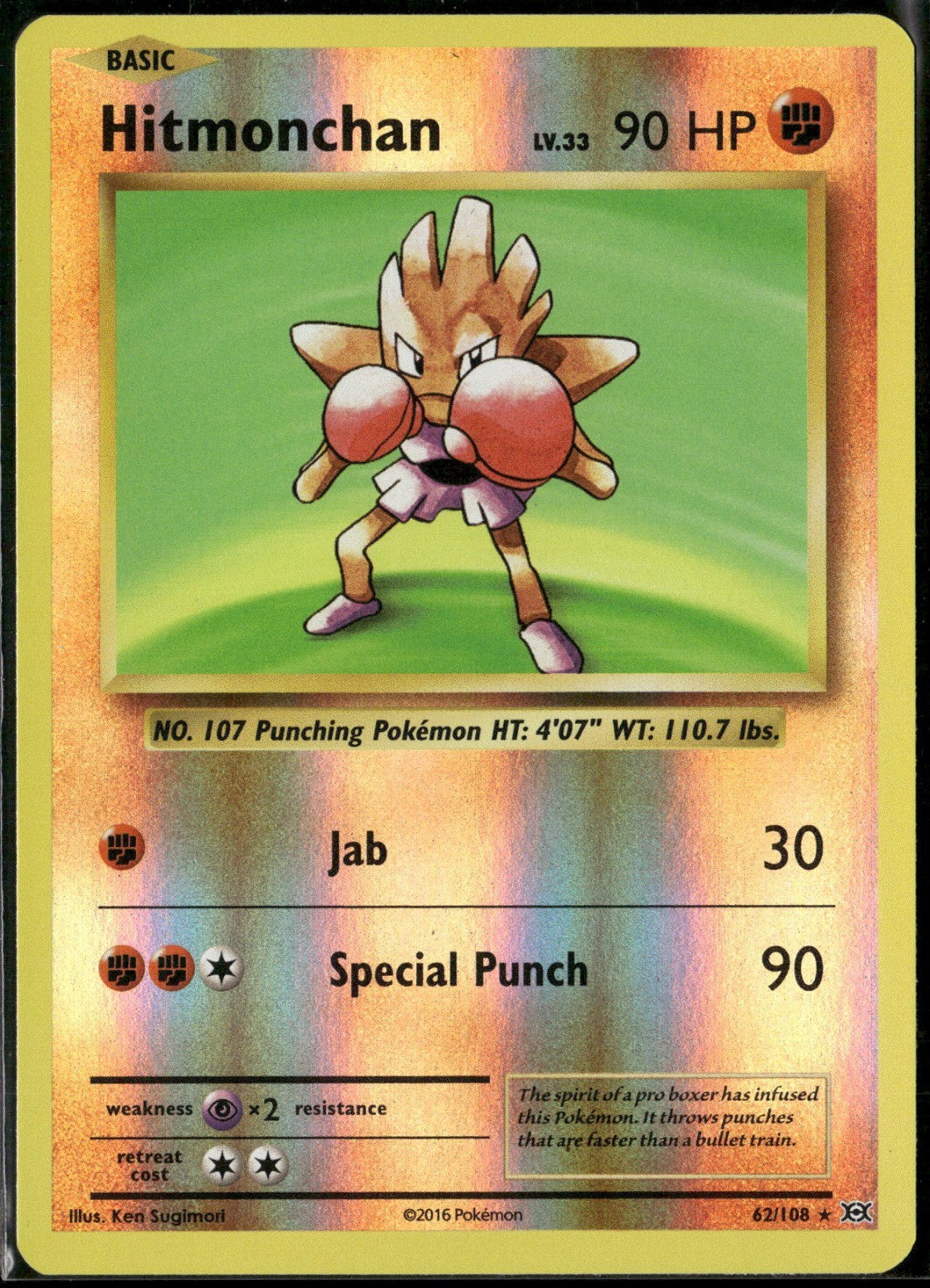 Hitmonchan Reverse Holo Holo Rare XY - Evolutions 62/108 NM