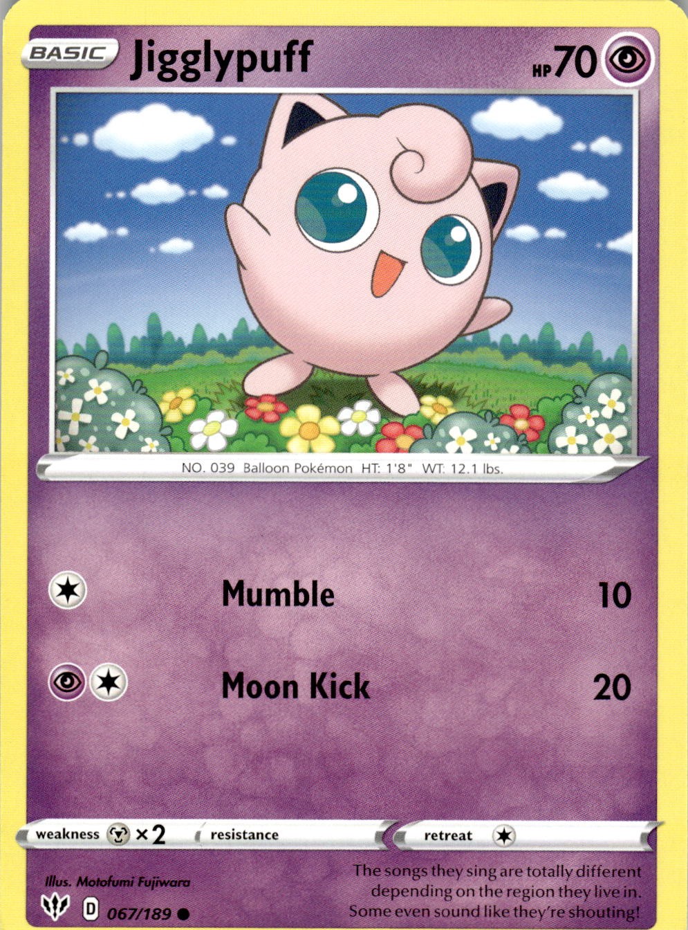 Jigglypuff 067/189 Common Darkness Ablaze Pokemon Near Mint