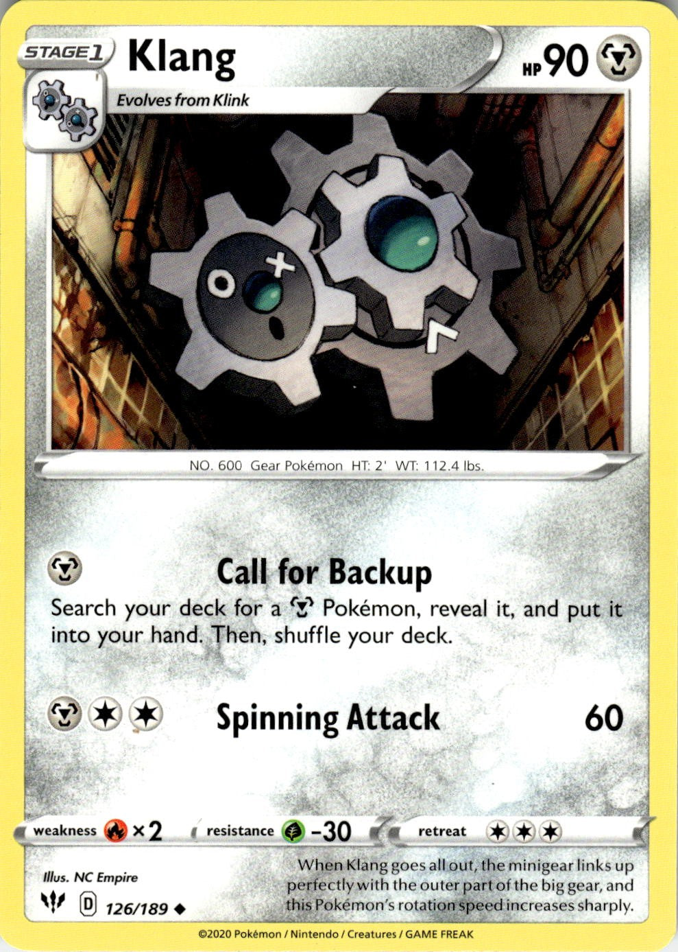 Klang 126/189 Uncommon Darkness Ablaze Pokemon Near Mint
