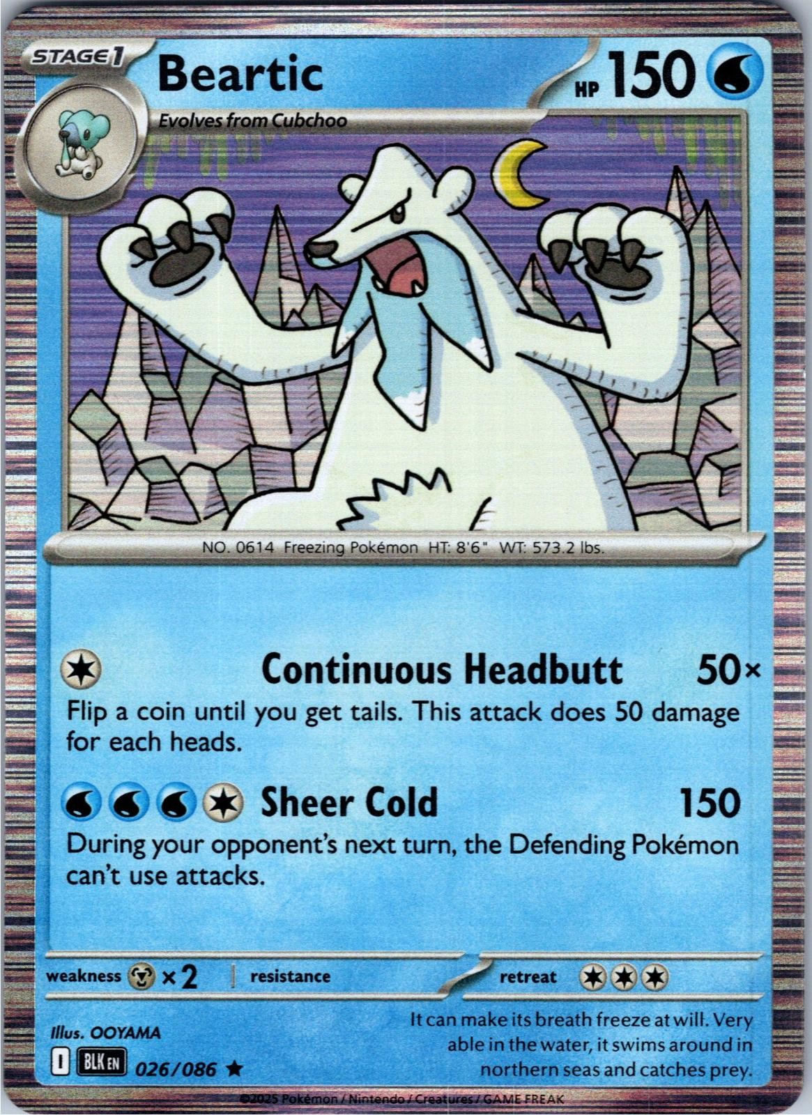 Beartic 026/086 Holo Rare Black Bolt Pokemon Lightly Played