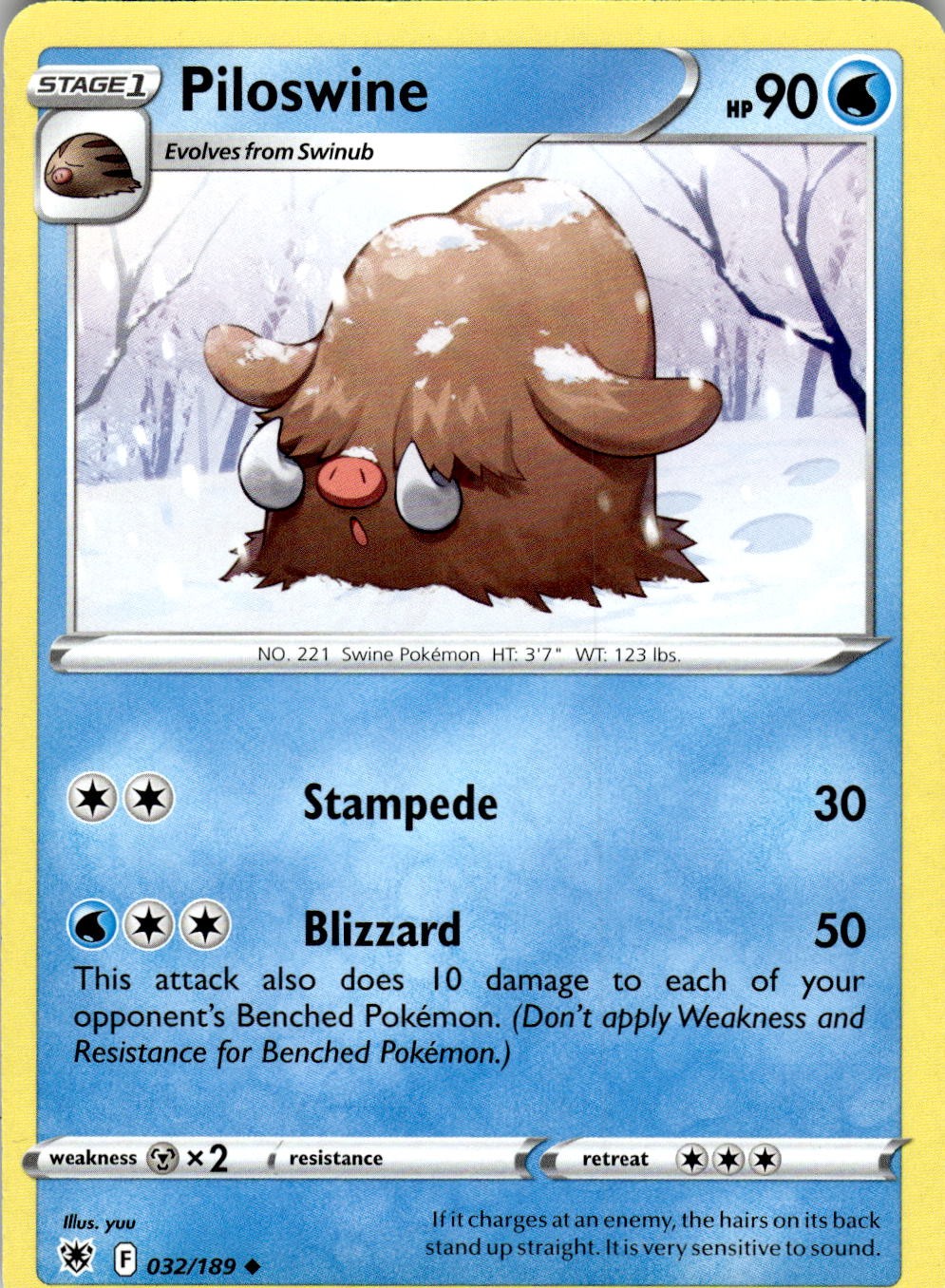 Piloswine 032/189 Uncommon Astral Radiance Pokemon Near Mint