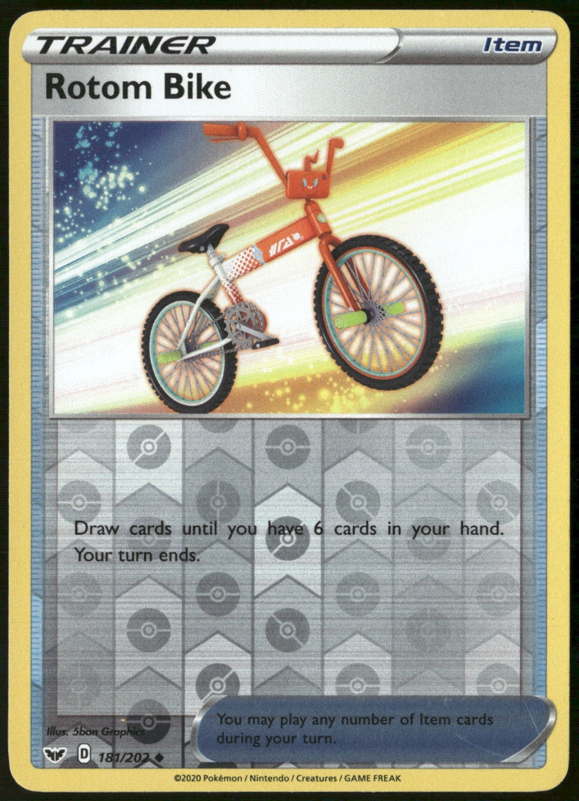 Rotom Bike Reverse Holo Uncommon SWSH01: Sword & Shield Base Set 181/202 NM