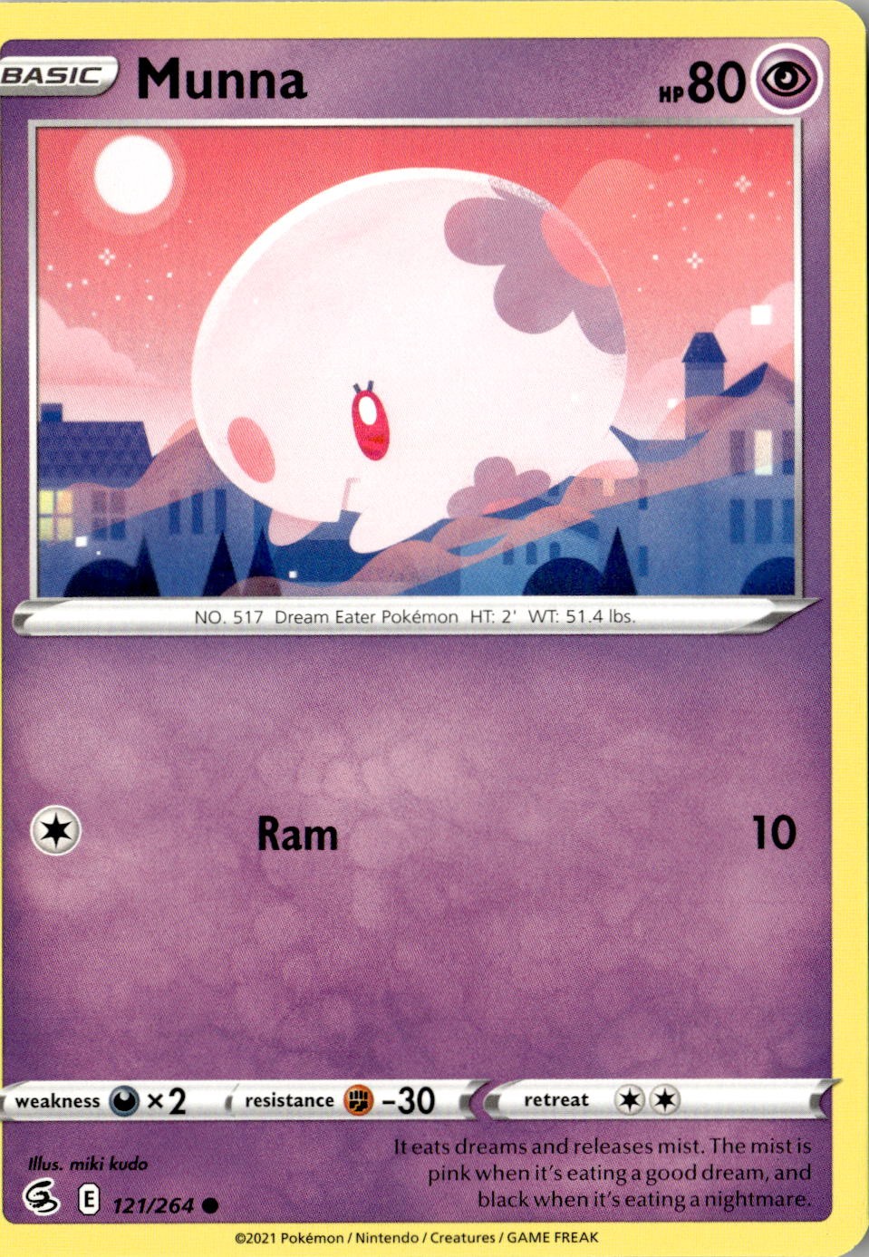 2021 POKEMON MUNNA 121/264 COMMON FUSION STRIKE NEAR MINT