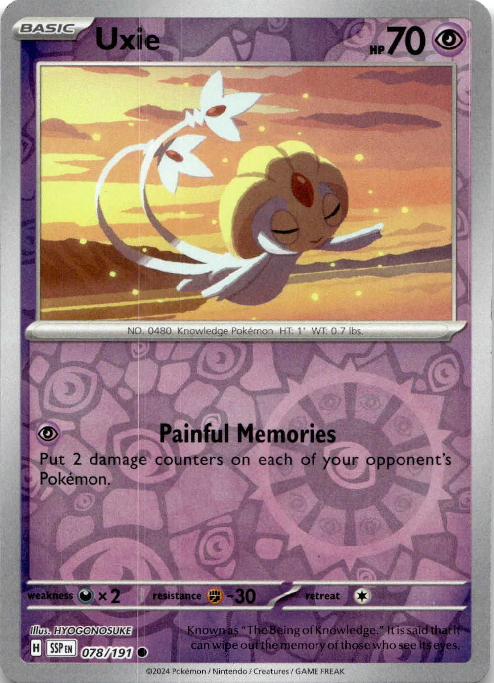 Uxie 078/191 Common Surging Sparks Pokemon Reverse Holo Near Mint