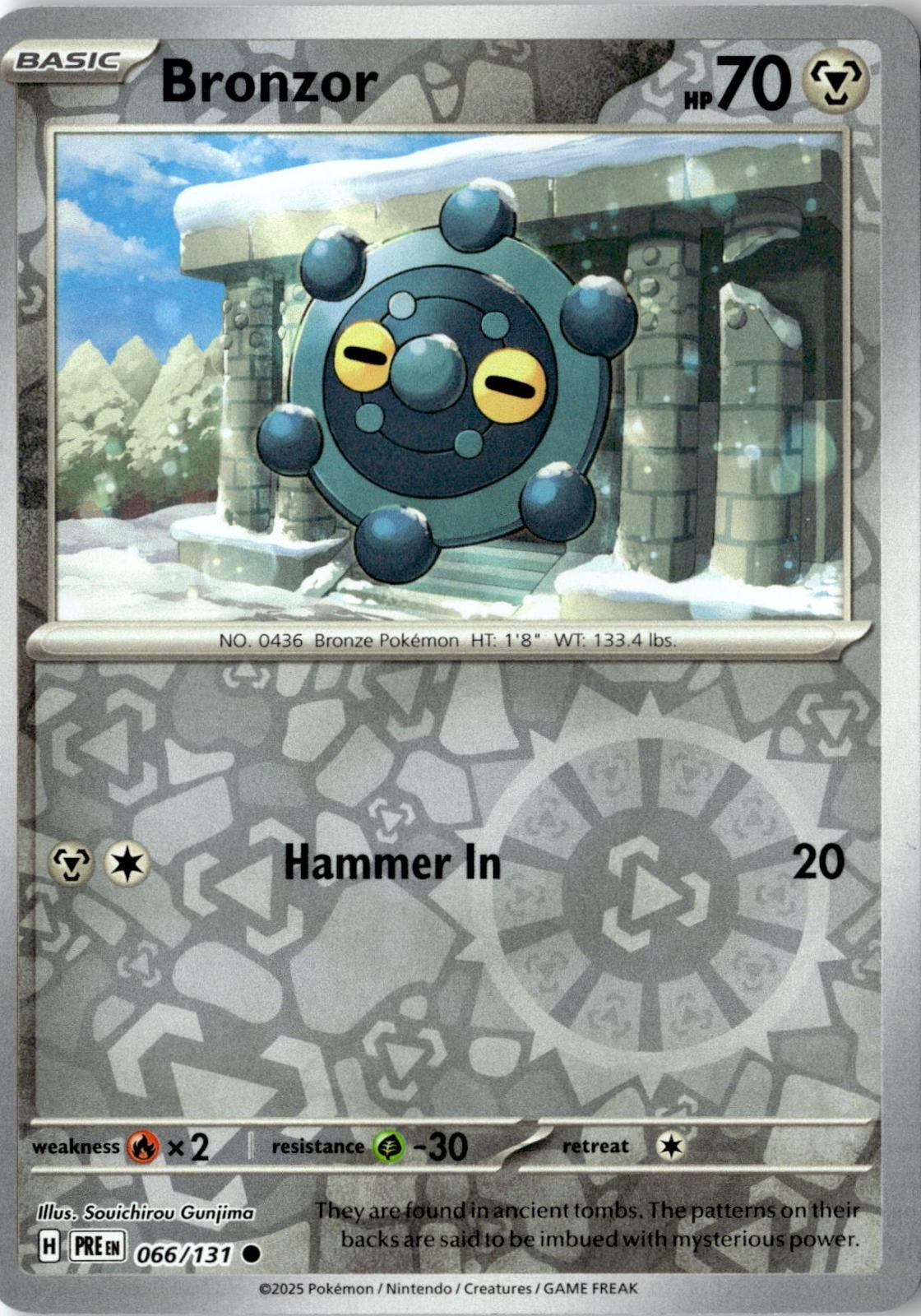 2025 POKEMON BRONZOR 066/131 COMMON PRISMATIC EVOLUTIONS REVERSE HOLO NEAR MINT