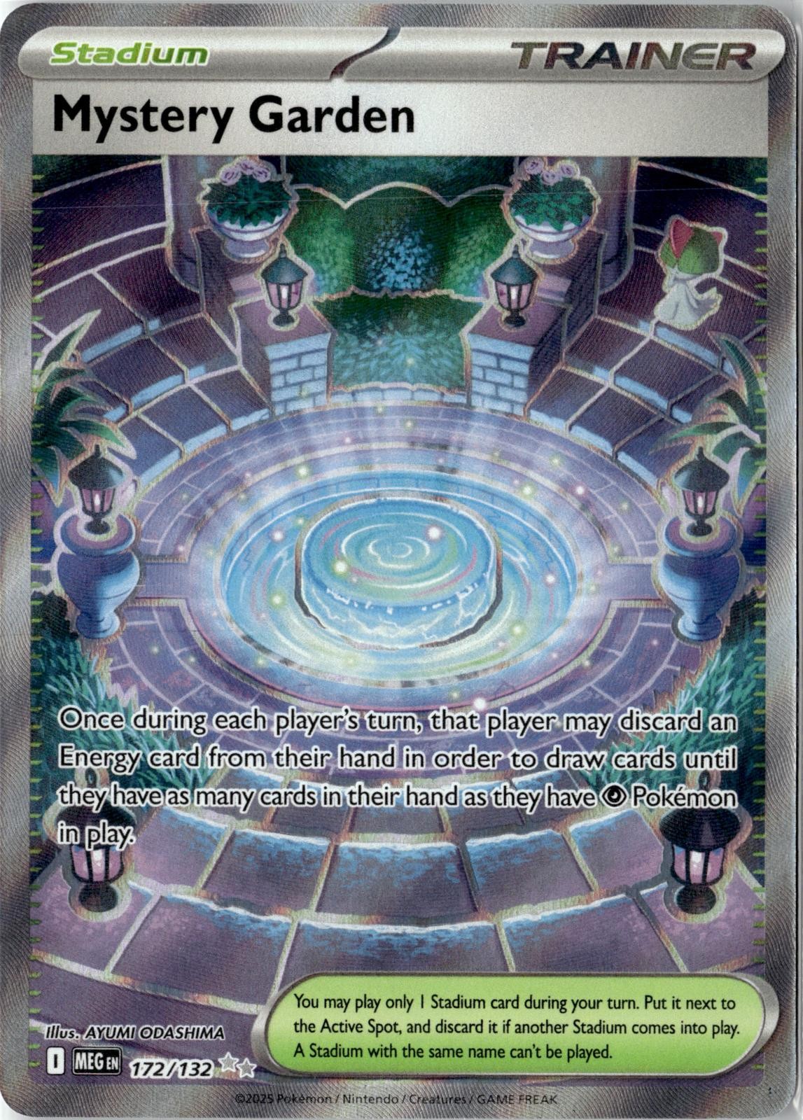 2025 POKEMON MYSTERY GARDEN 172/132 ULTRA RARE MEGA EVOLUTION HOLO NEAR MINT
