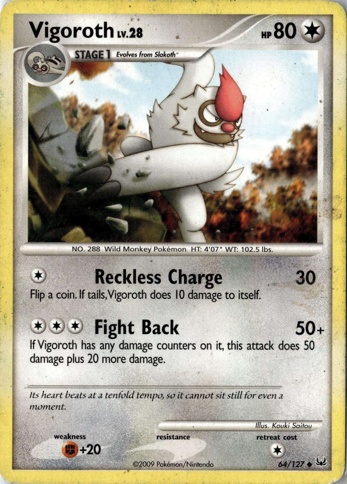 2009 POKEMON VIGOROTH 64/127 UNCOMMON PLATINUM NEAR MINT