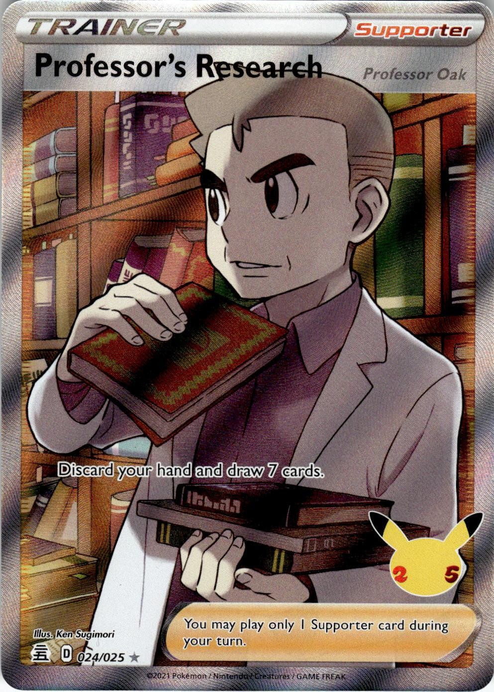 POKEMON PROFESSOR'S RESEARCH (PROFESSOR OAK) 024/025 CELEBRATIONS HOLO NM