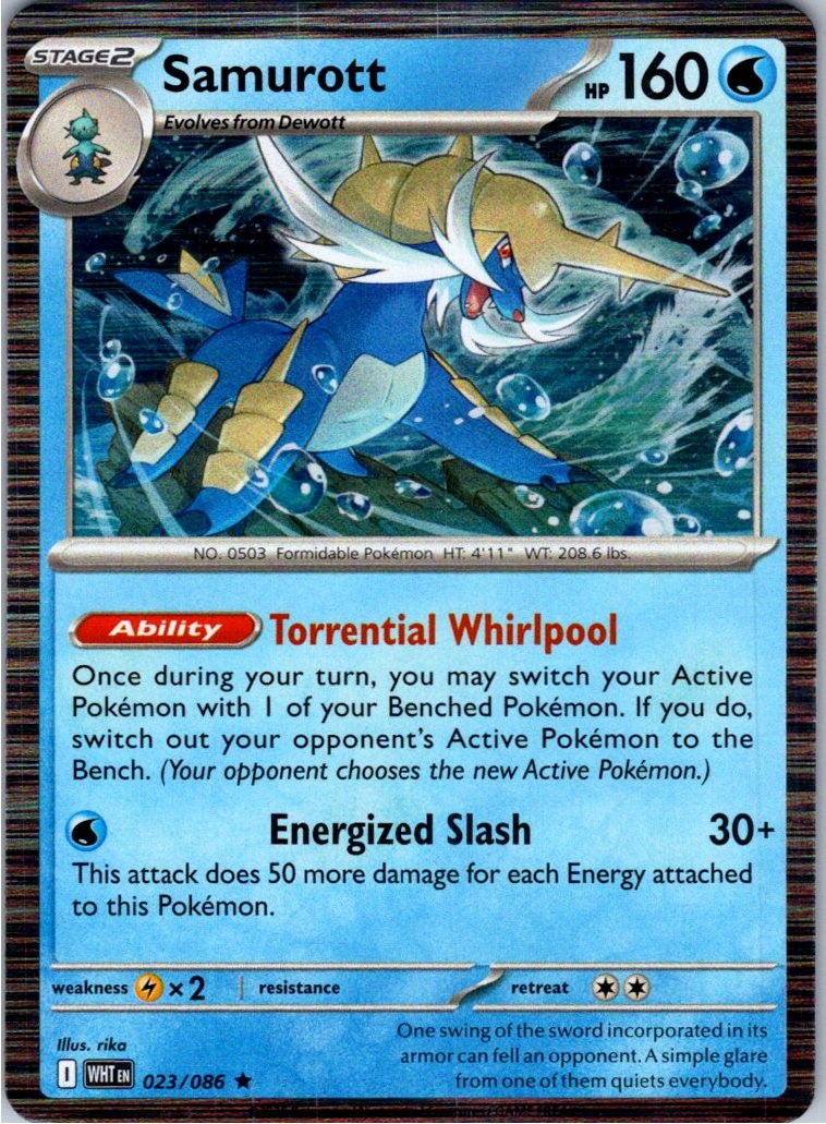 Samurott 023/086 Holo Rare White Flare Pokemon Near Mint