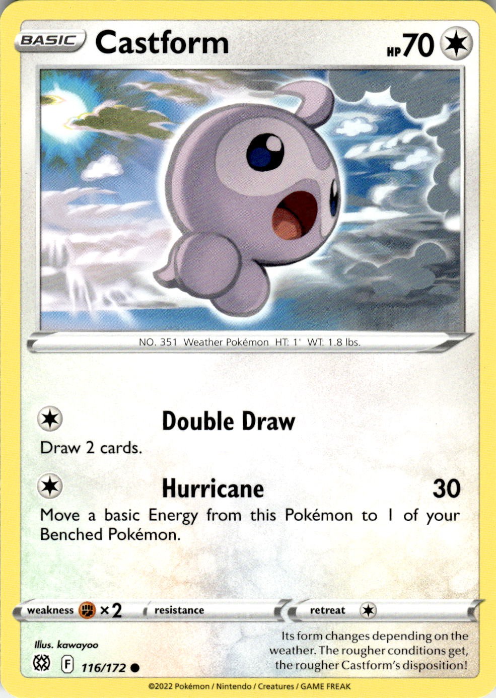 Castform 116/172 Common Brilliant Stars Pokemon Near Mint