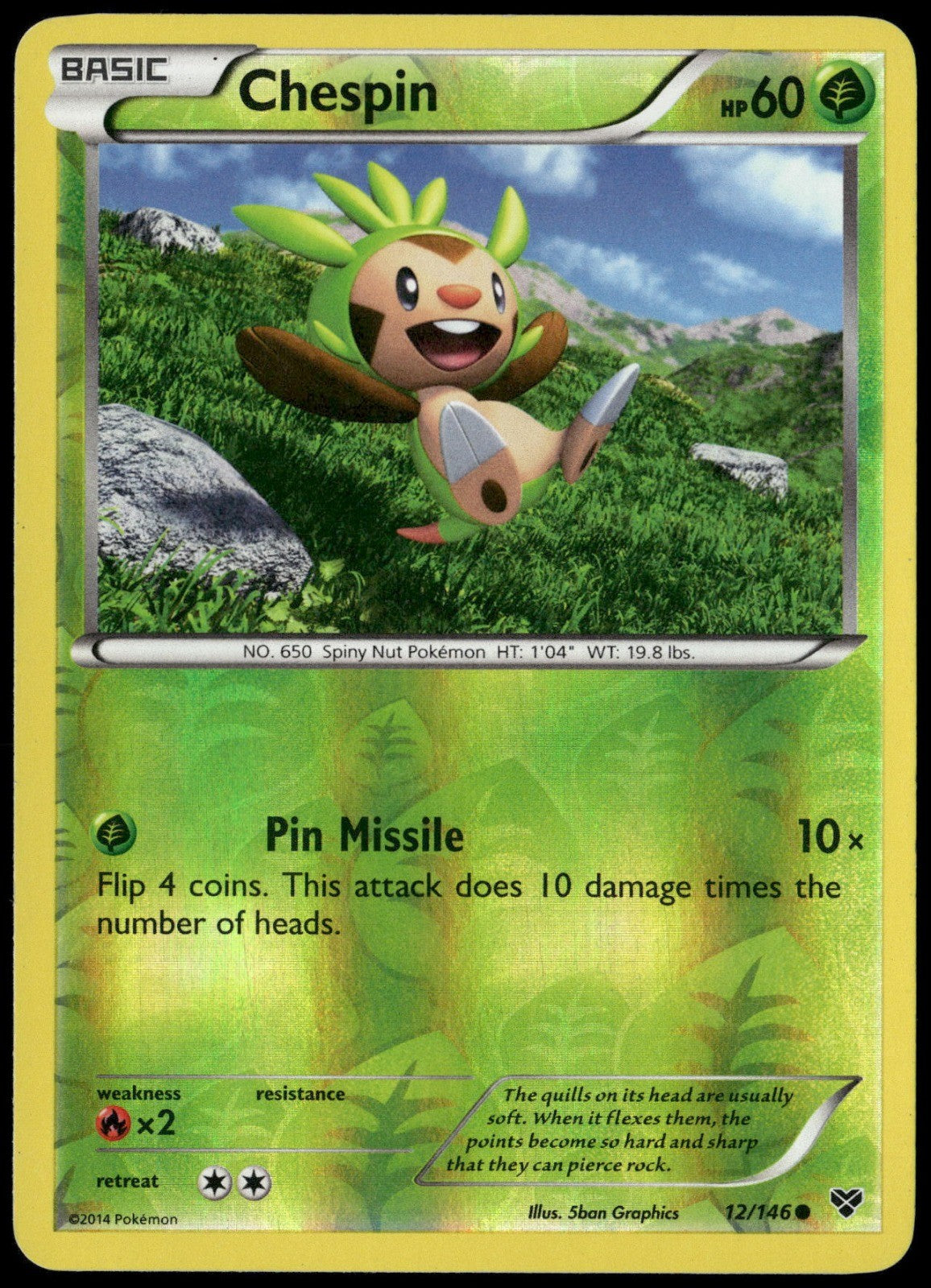 Chespin Reverse Holo Common XY Base Set 12/146 NM