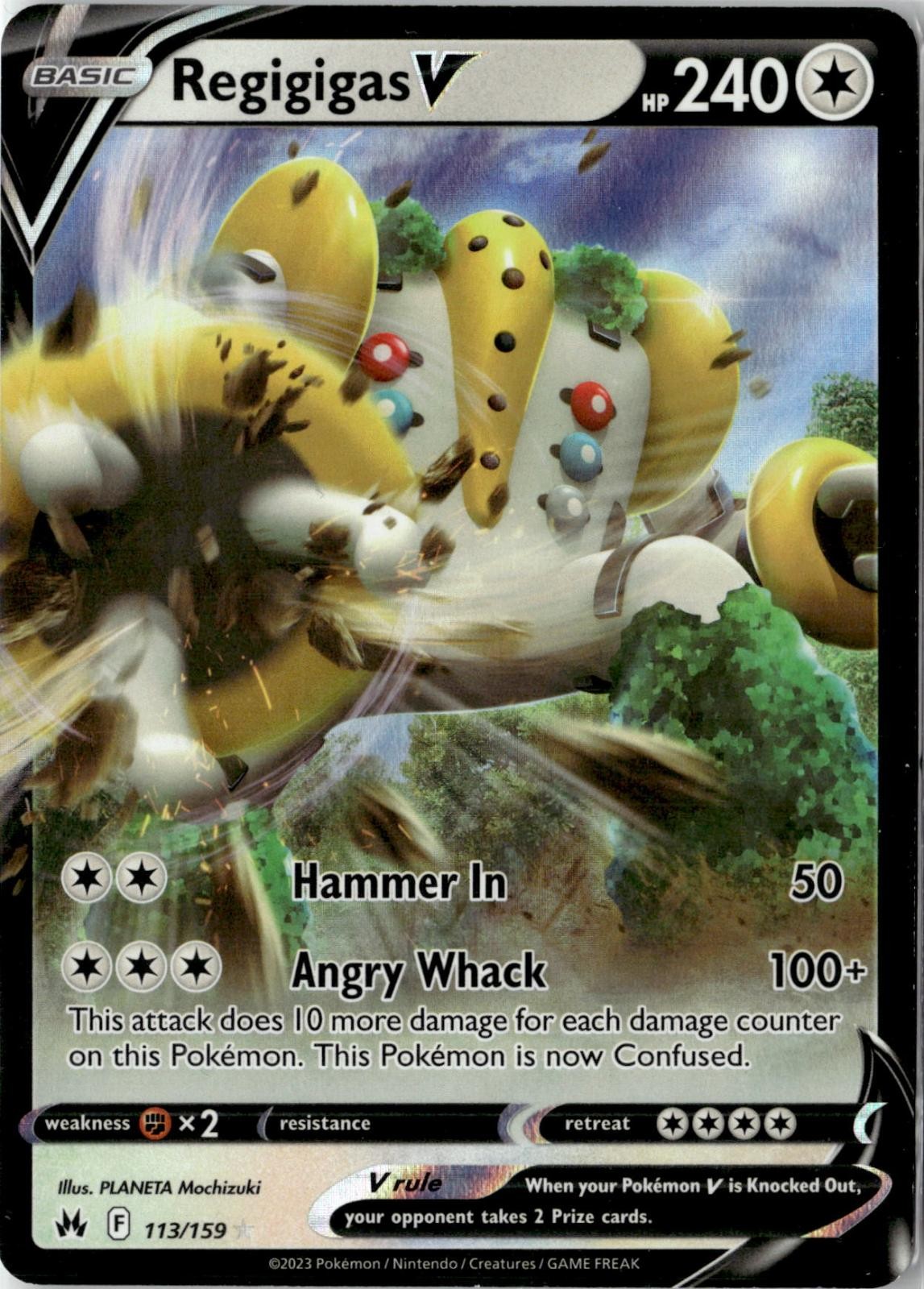 2023 POKEMON REGIGIGAS V 113/159 HOLO V RARE CROWN ZENITH NEAR MINT