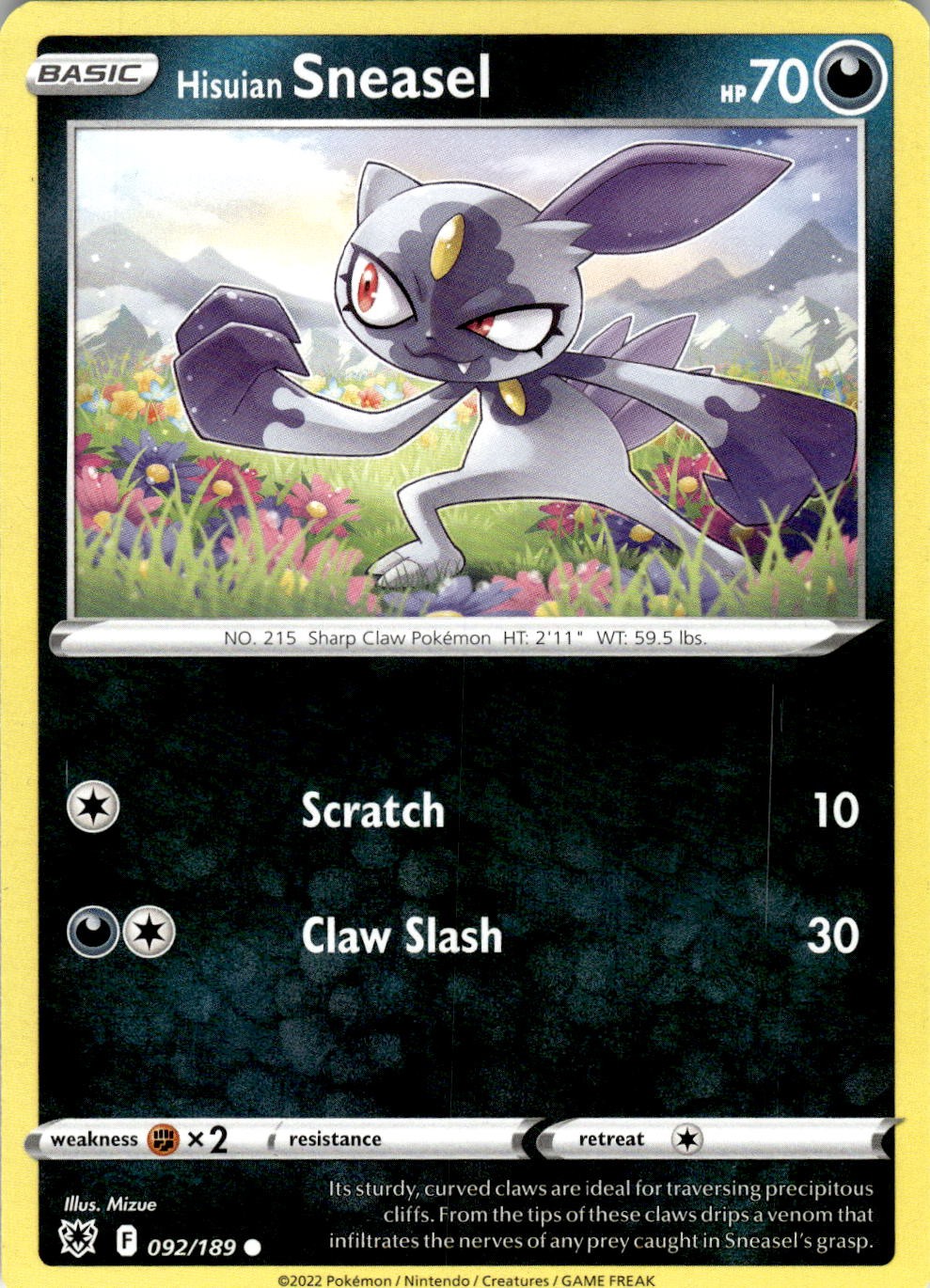 Hisuian Sneasel 092/189 Common Astral Radiance Pokemon Near Mint