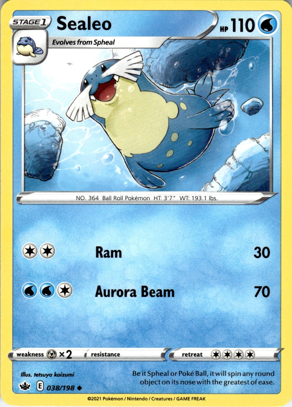 Sealeo 038/198 Uncommon Chilling Reign Pokemon Near Mint