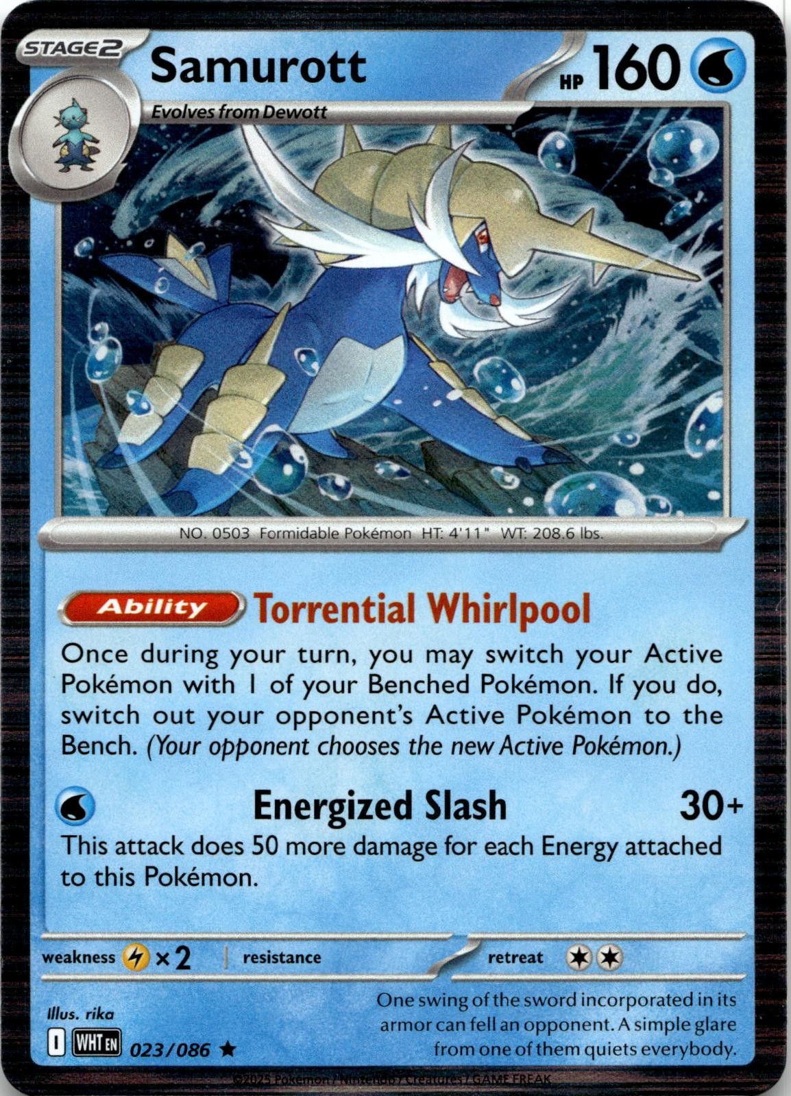 Samurott 023/086 Holo Rare White Flare Pokemon Near Mint
