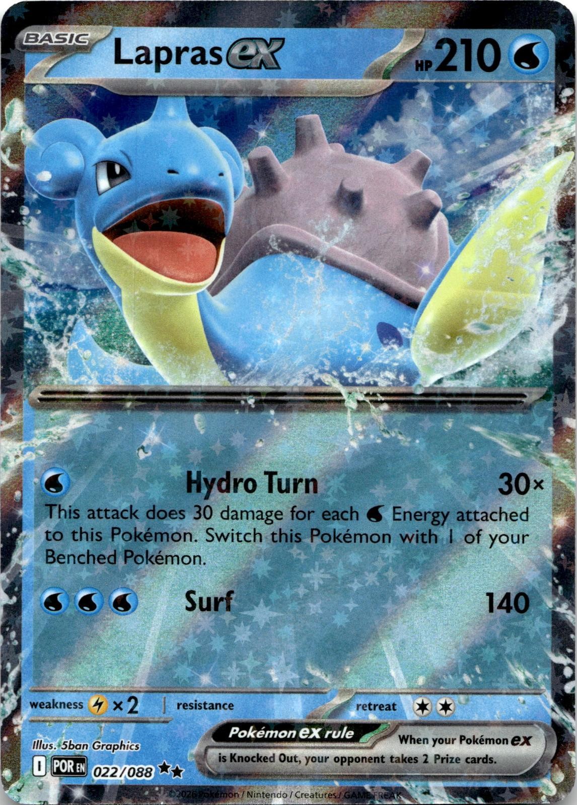 Lapras ex 022/088 Double Rare Perfect Order Pokemon Holo Near Mint
