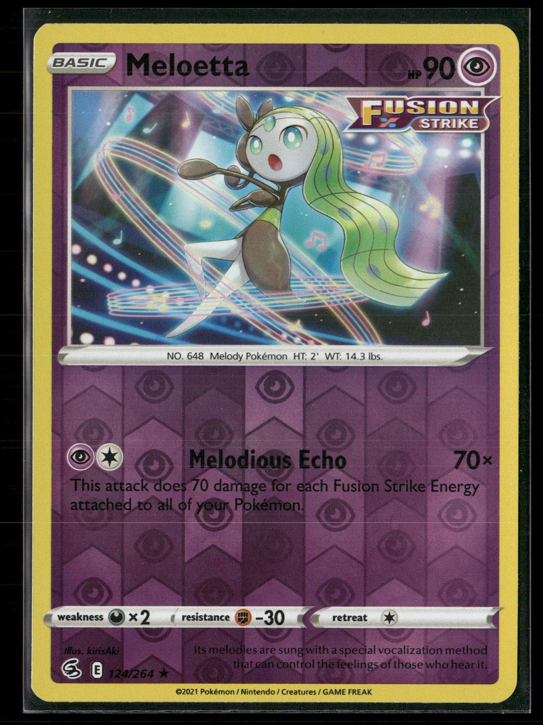 Meloetta Reverse Holo Rare SWSH08: Fusion Strike 124/264 NM