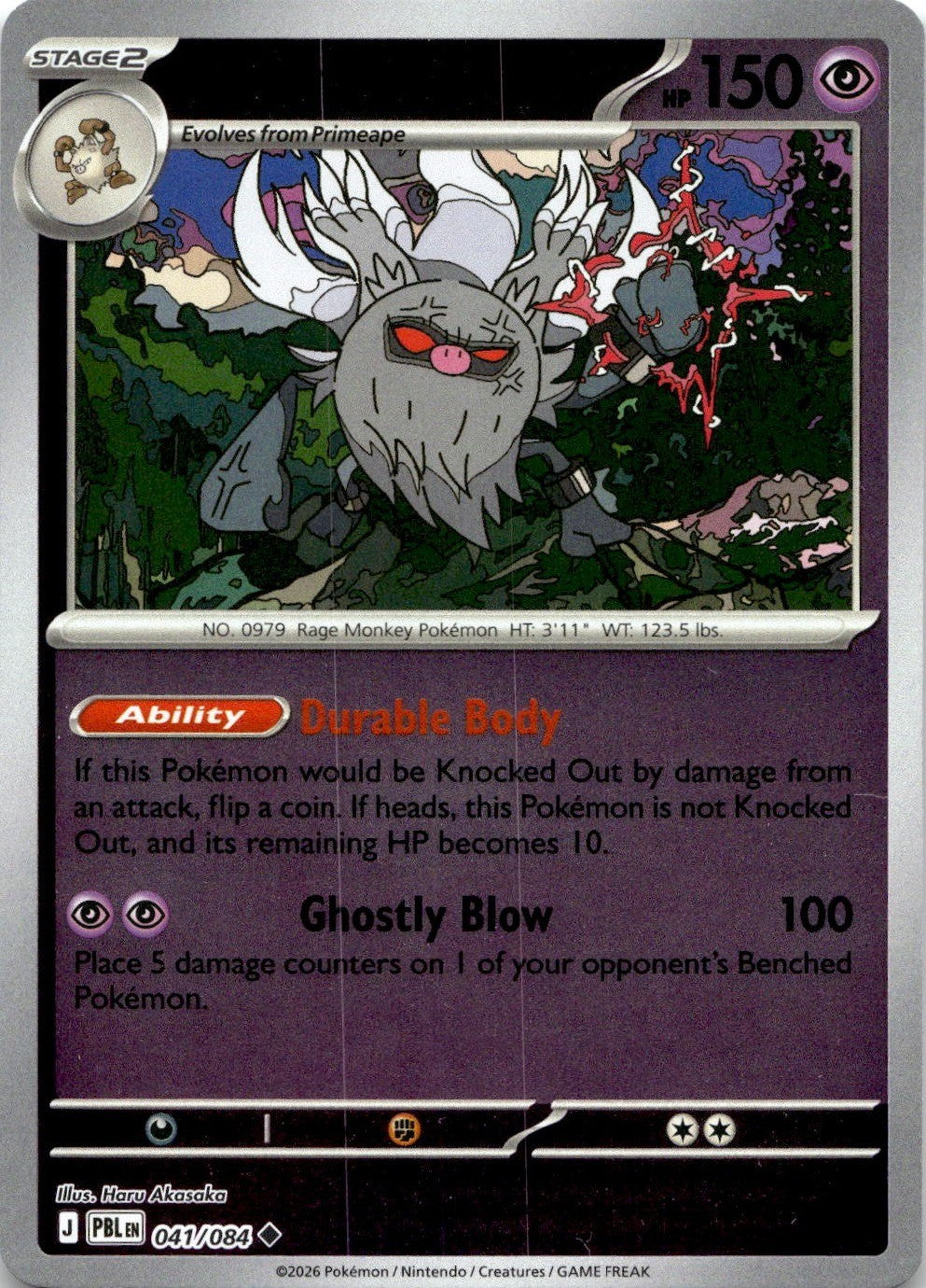 Annihilape 041/084 Uncommon Pitch Black Pokemon Reverse Holo Near Mint