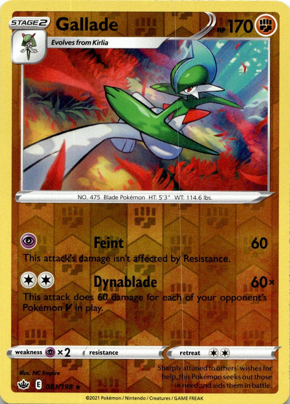 Gallade 081/198 Rare Chilling Reign Pokemon Reverse Holo Lightly Played
