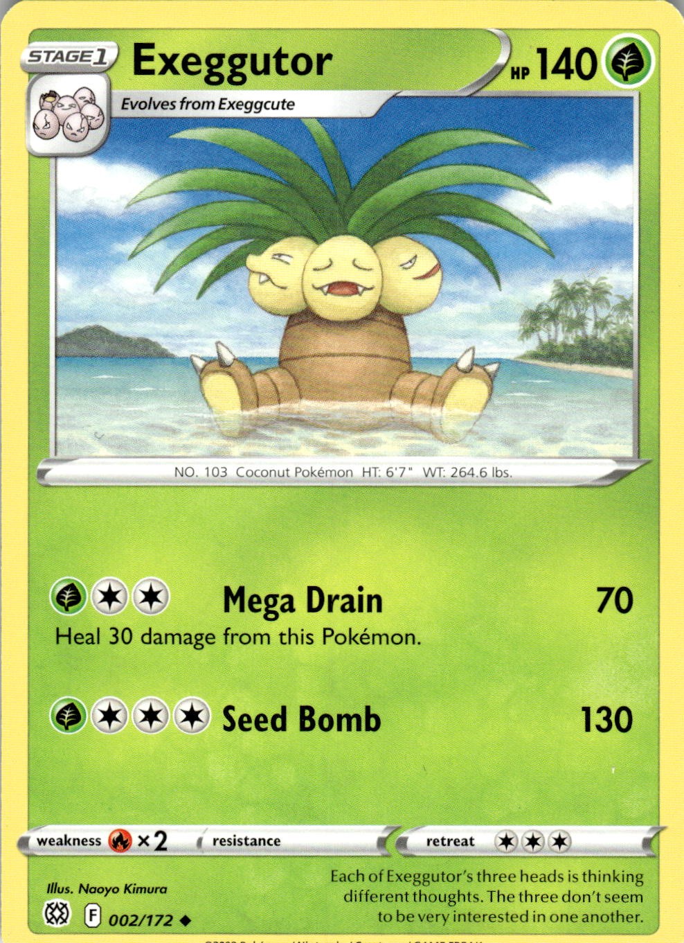 Exeggutor 002/172 Uncommon Brilliant Stars Pokemon Near Mint