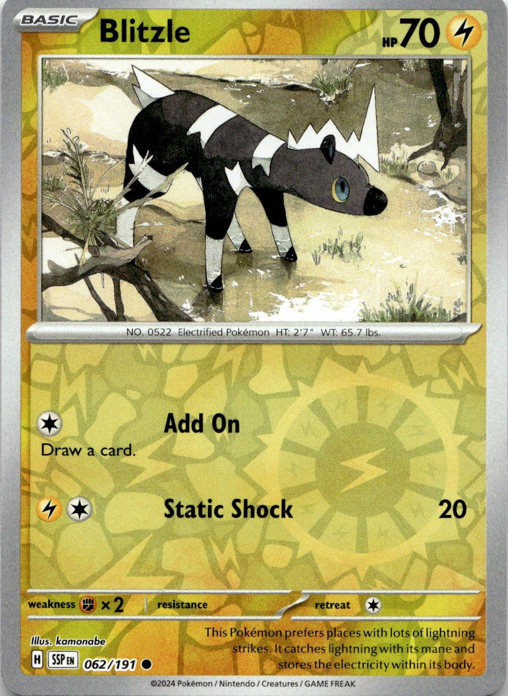 Blitzle 062/191 Common Surging Sparks Pokemon Reverse Holo Near Mint