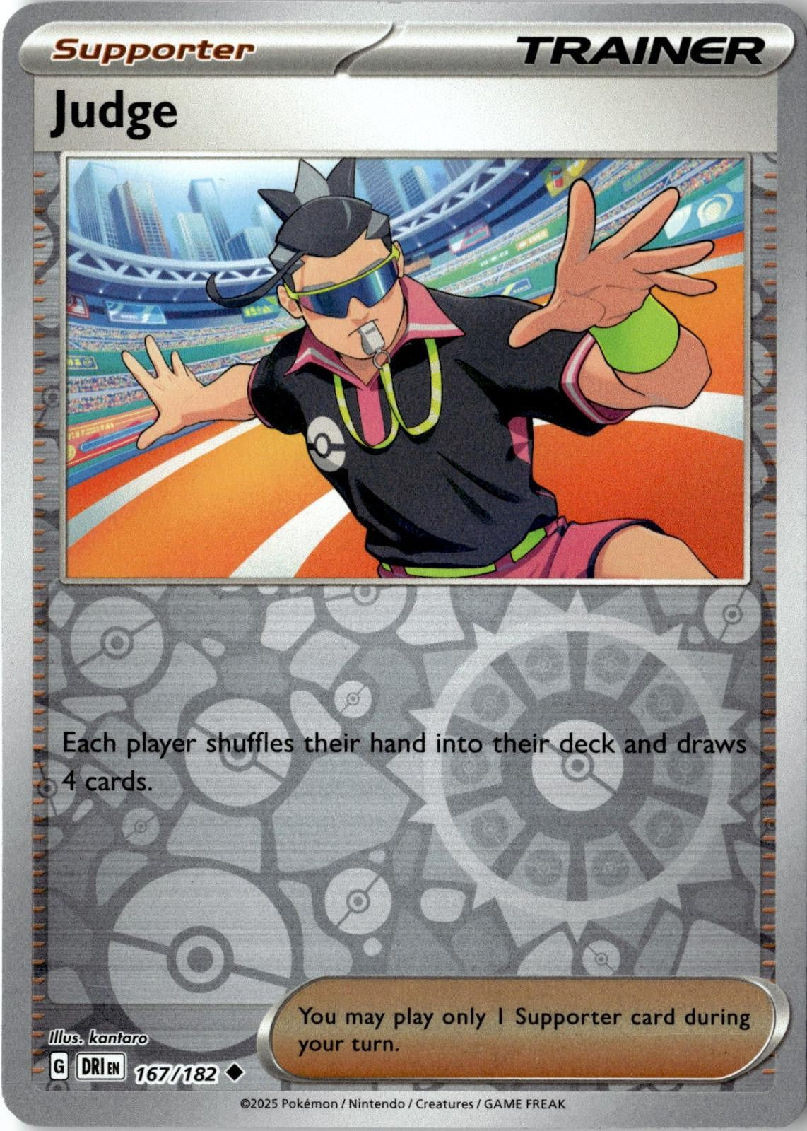 2025 POKEMON JUDGE 167/182 UNCOMMON DESTINED RIVALS REVERSE HOLO NEAR MINT