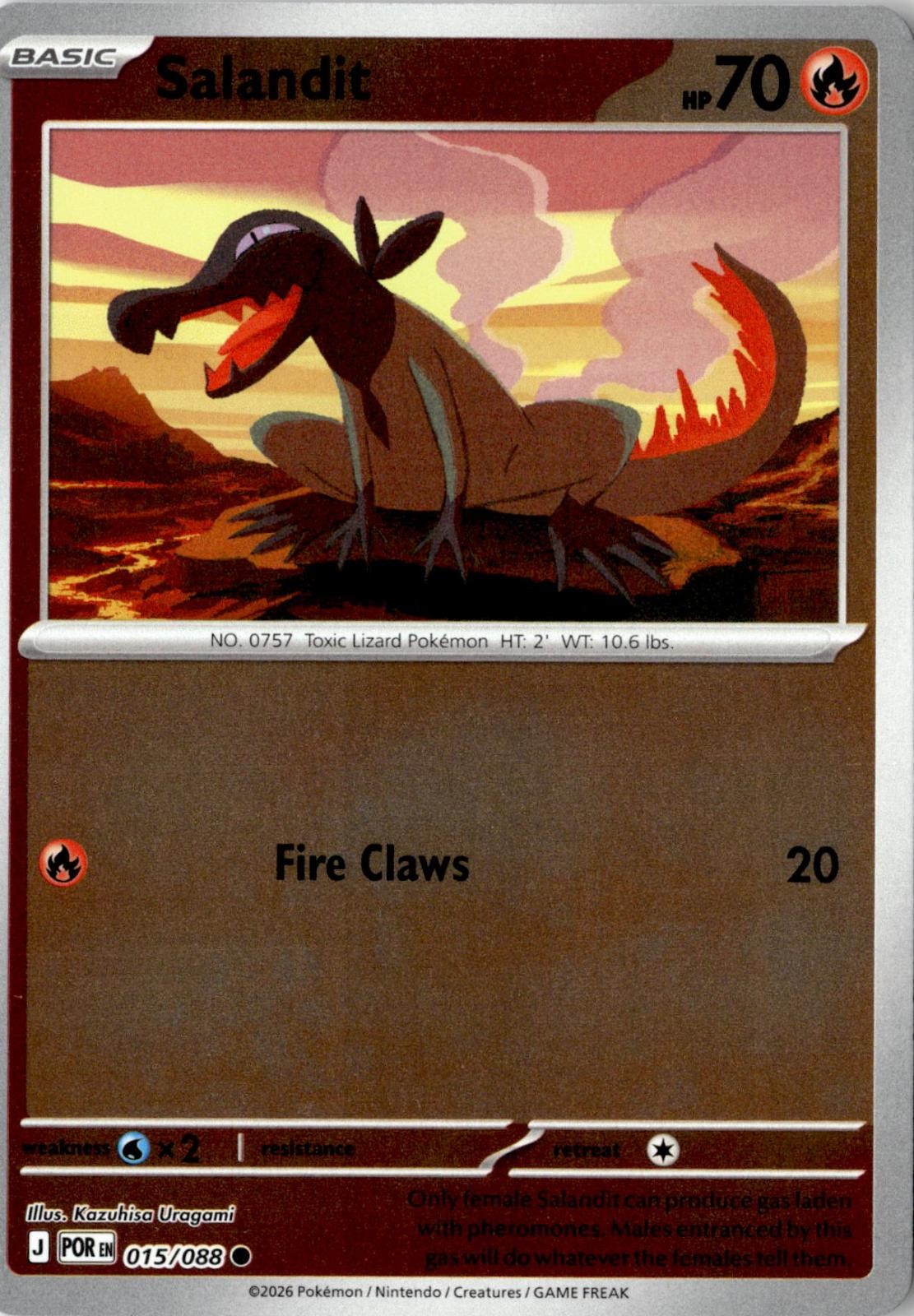 2026 POKEMON SALANDIT 015/088 COMMON PERFECT ORDER REVERSE HOLO NEAR MINT