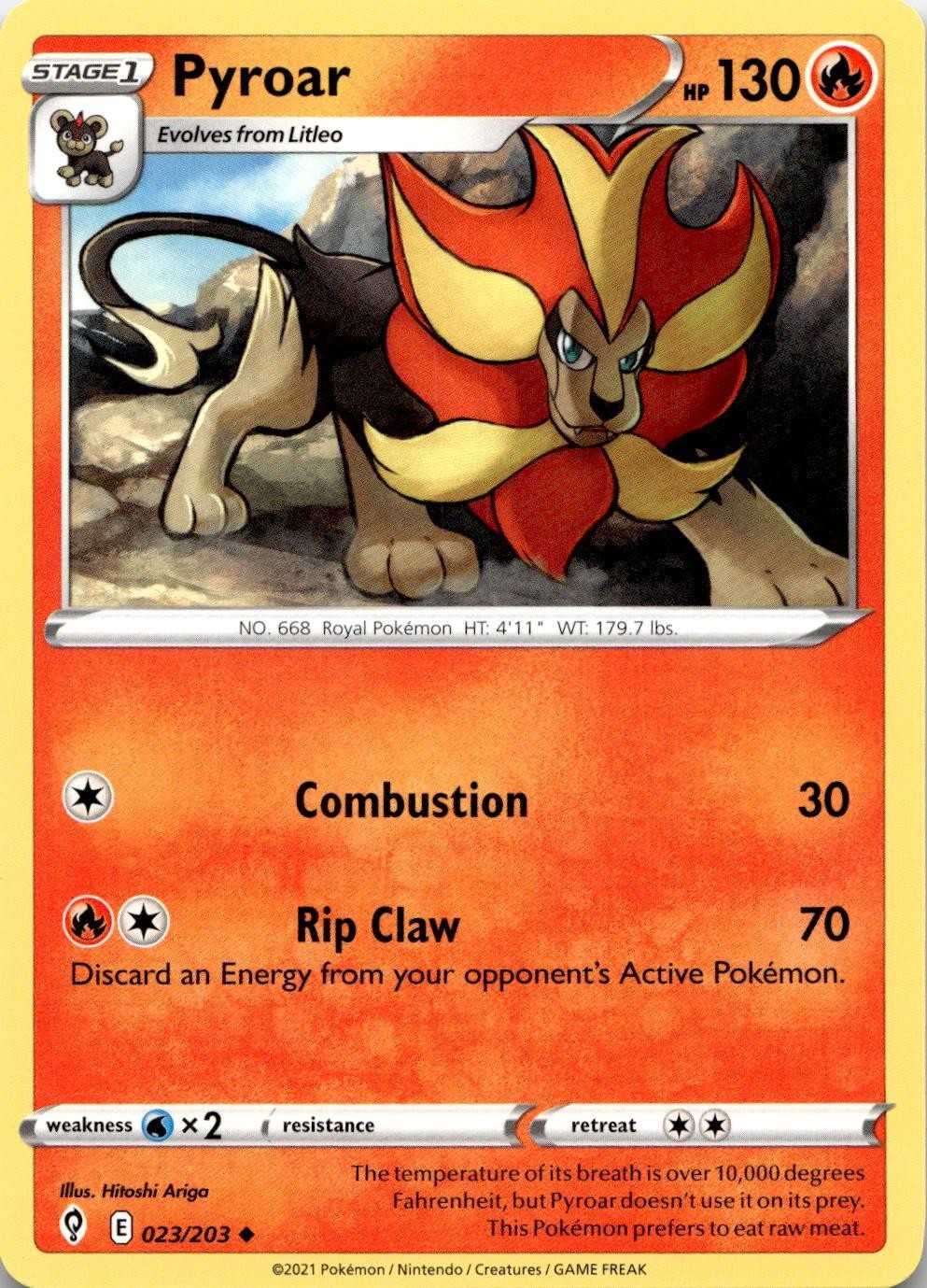 Pyroar 023/203 Uncommon Evolving Skies Pokemon Lightly Played