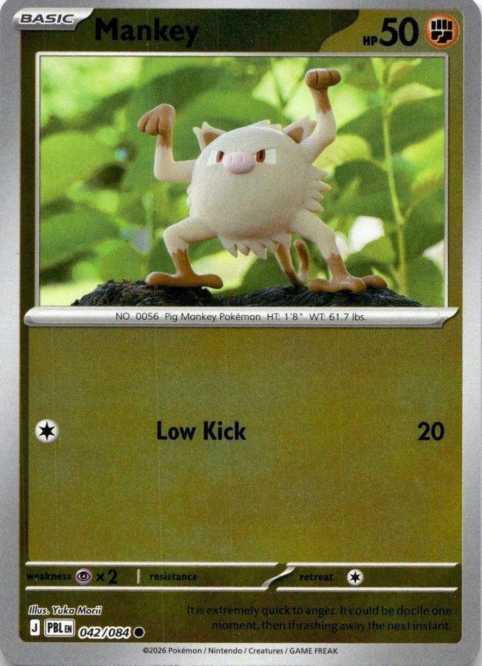Mankey 042/084 Common Pitch Black Pokemon Reverse Holo Near Mint