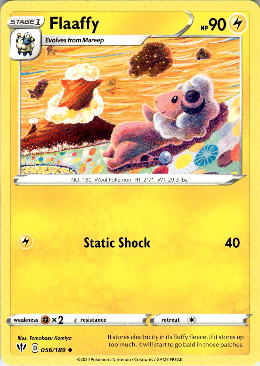Flaaffy 056/189 Uncommon Darkness Ablaze Pokemon Near Mint