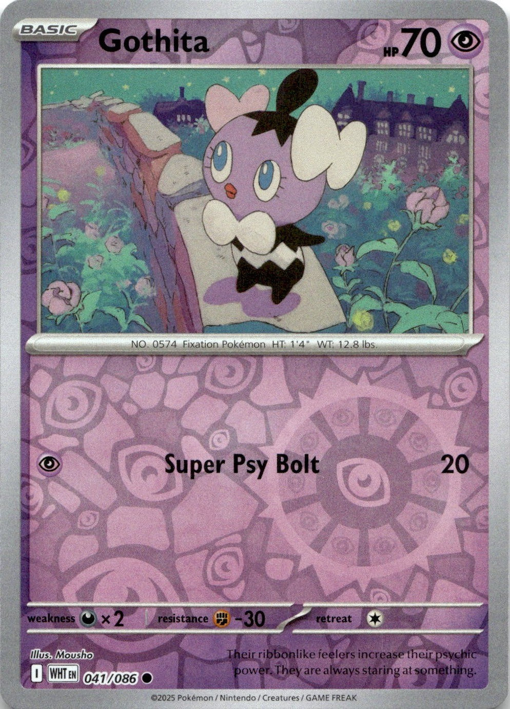 Gothita 041/086 Common White Flare Pokemon Reverse Holo Near Mint