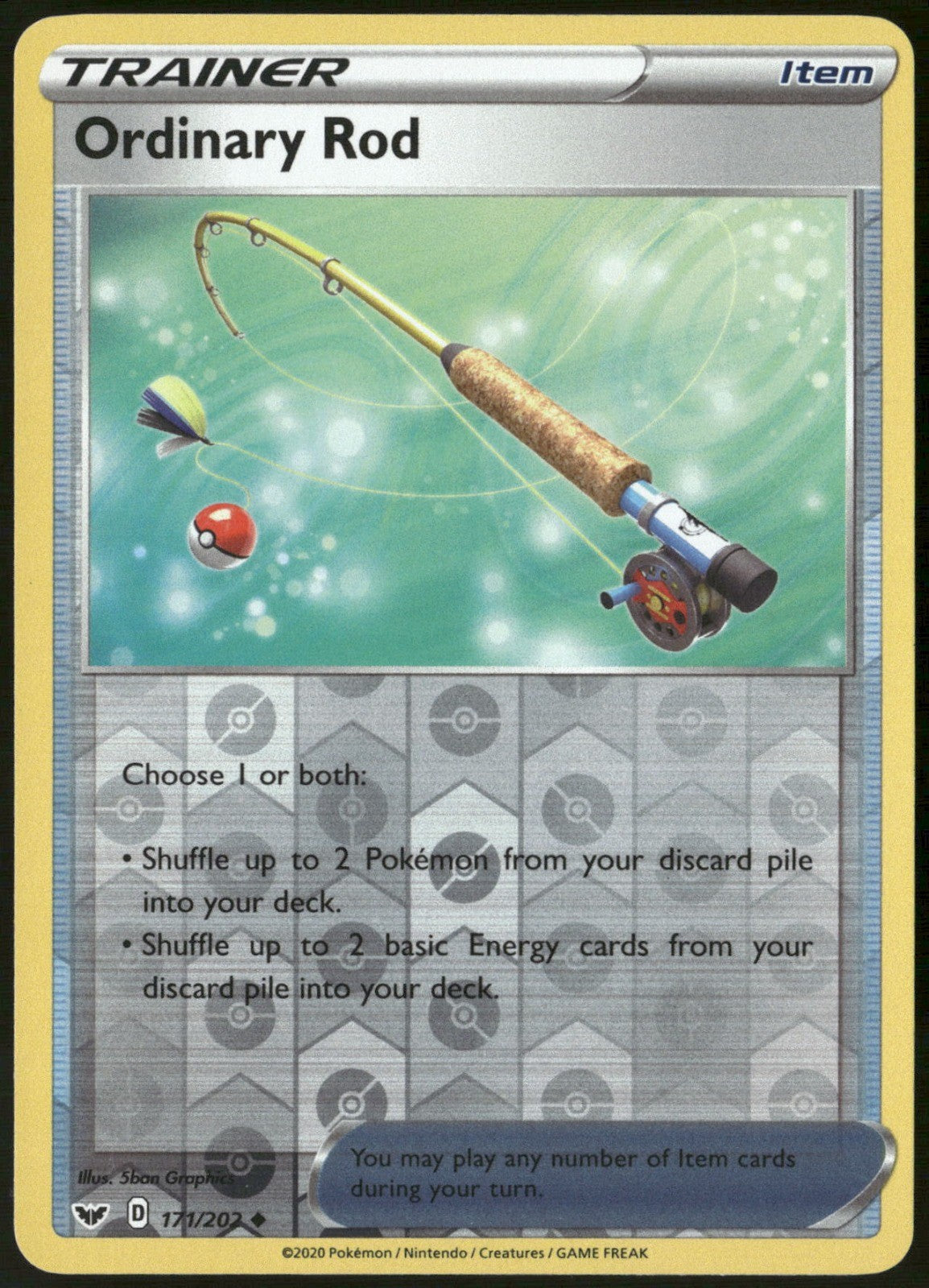 Ordinary Rod Reverse Holo Uncommon SWSH01: Sword & Shield Base Set 171/202 NM