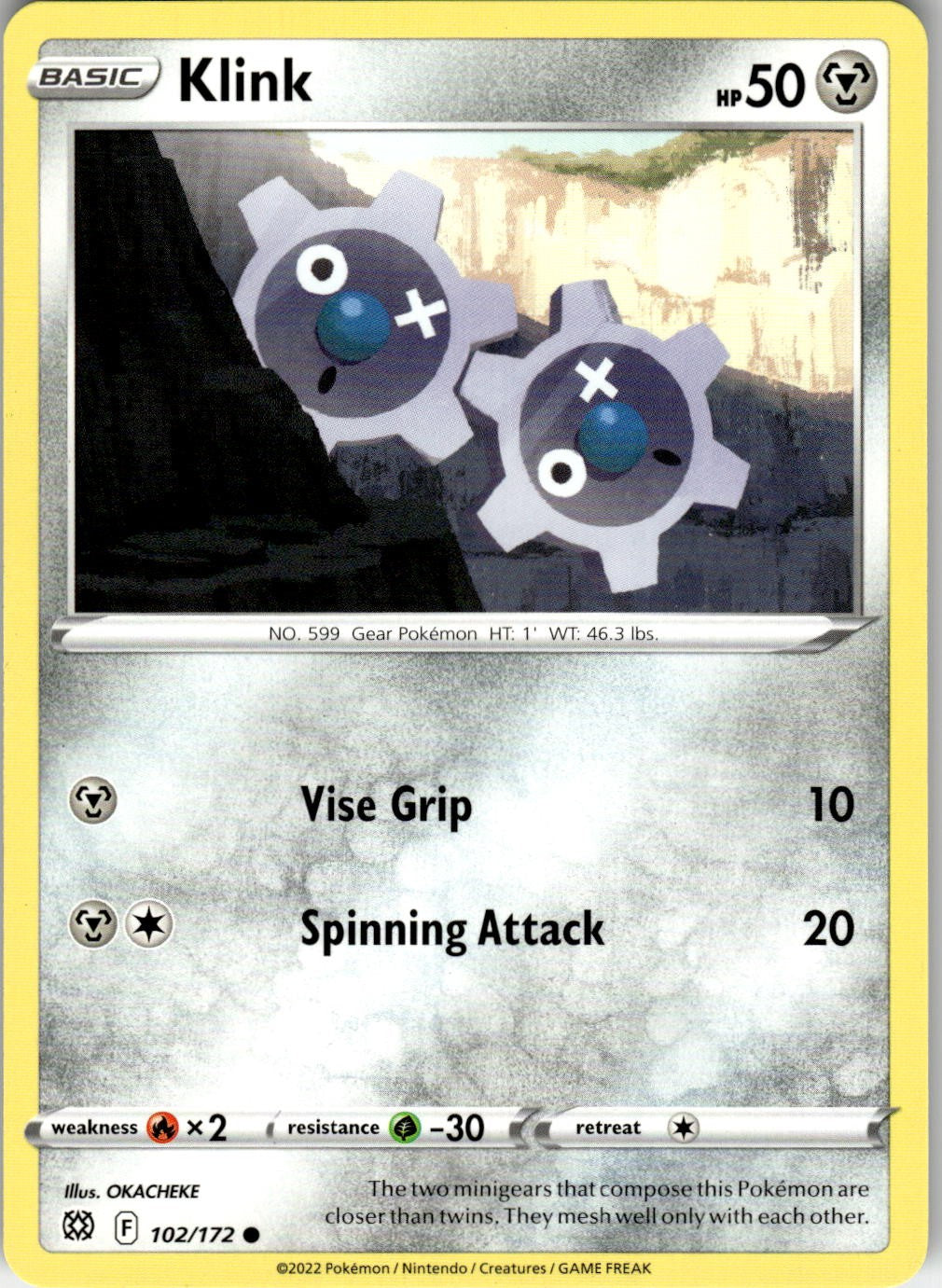 Klink 102/172 Common Brilliant Stars Pokemon Near Mint