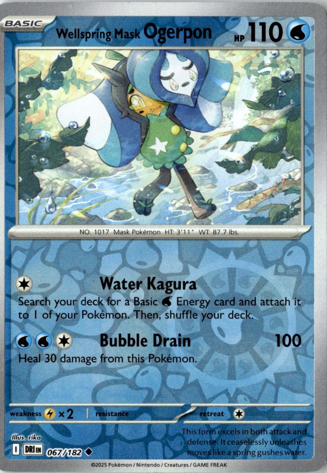 POKEMON WELLSPRING MASK OGERPON 067/182 UNCOMMON DESTINED RIVALS REVERSE HOLO NM