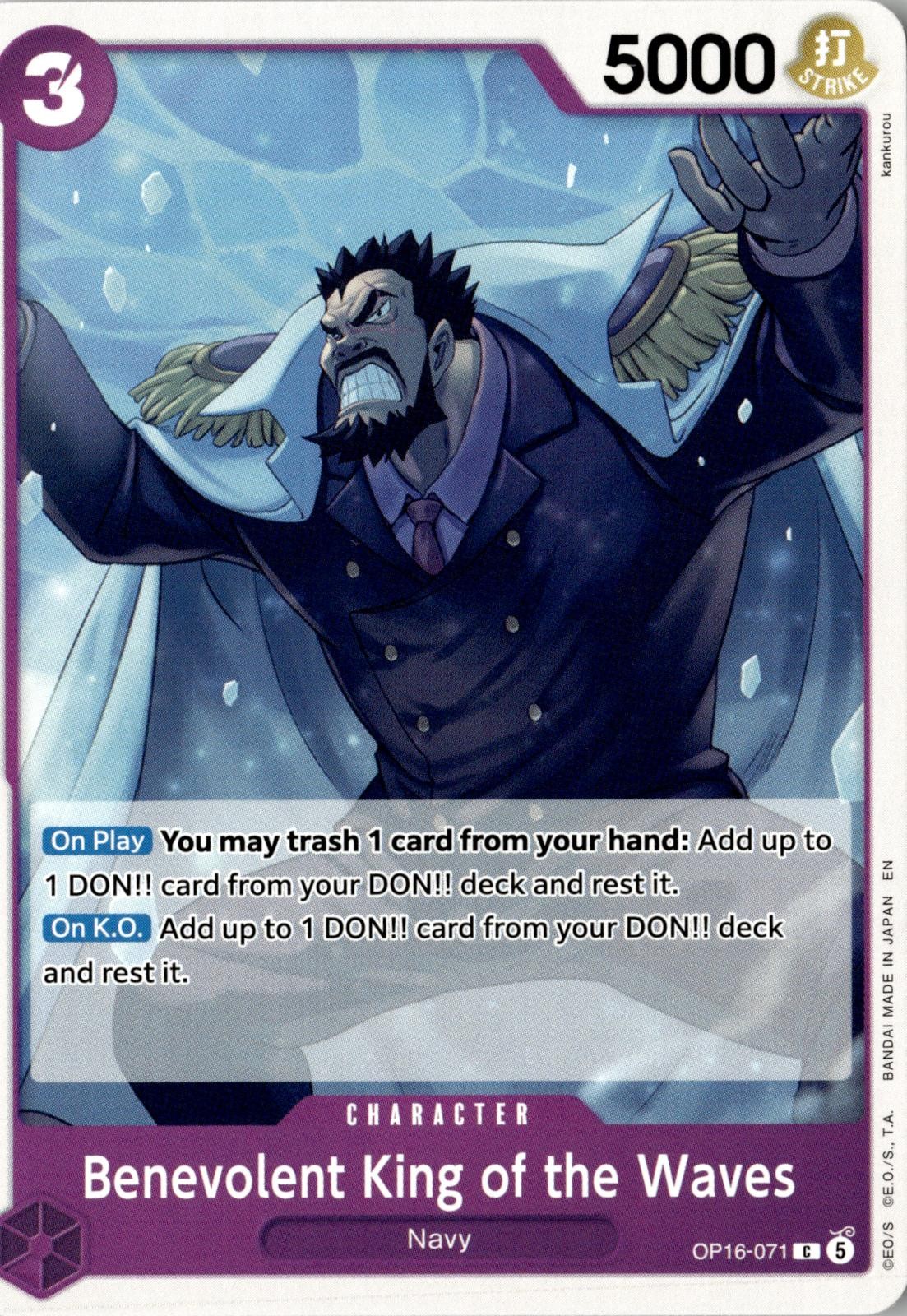 ONE PIECE BENEVOLENT KING OF THE WAVES OP16-071 COMMON THE TIME OF BATTLE NM