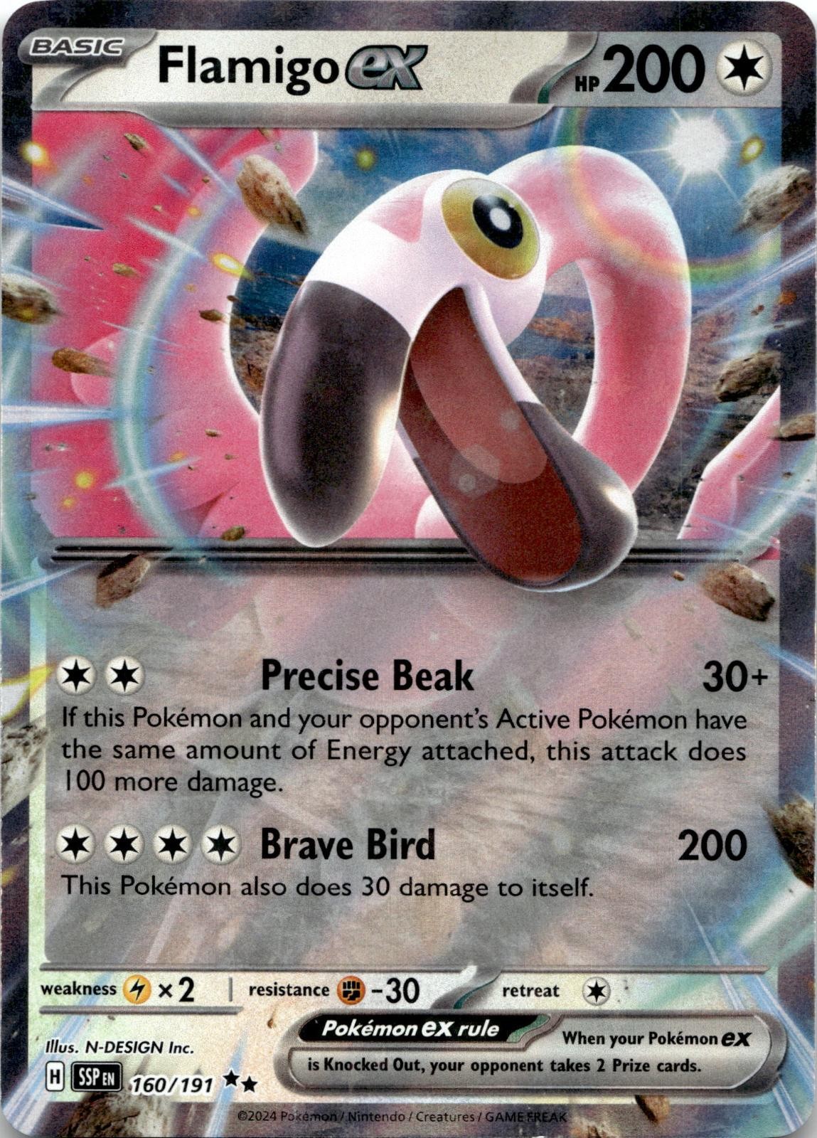 Flamigo ex 160/191 Double Rare Surging Sparks Pokemon Holo Near Mint