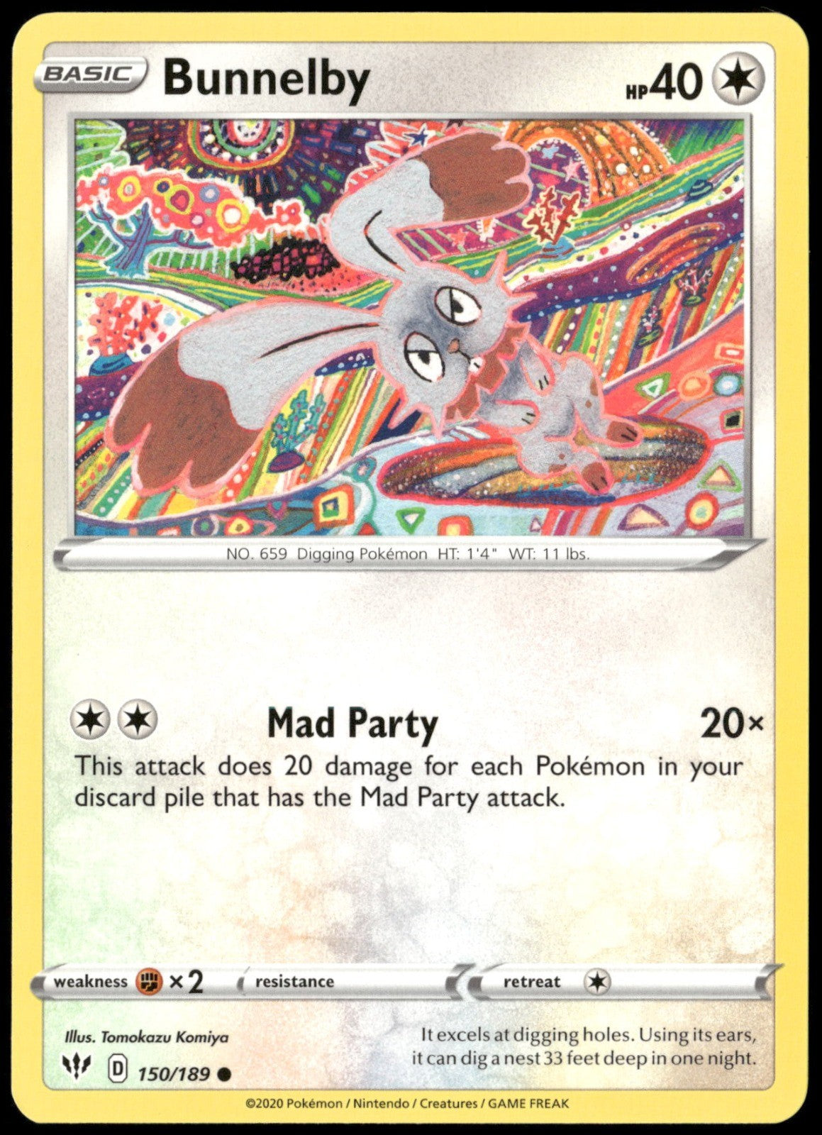 Bunnelby Common SWSH03: Darkness Ablaze 150/189 NM