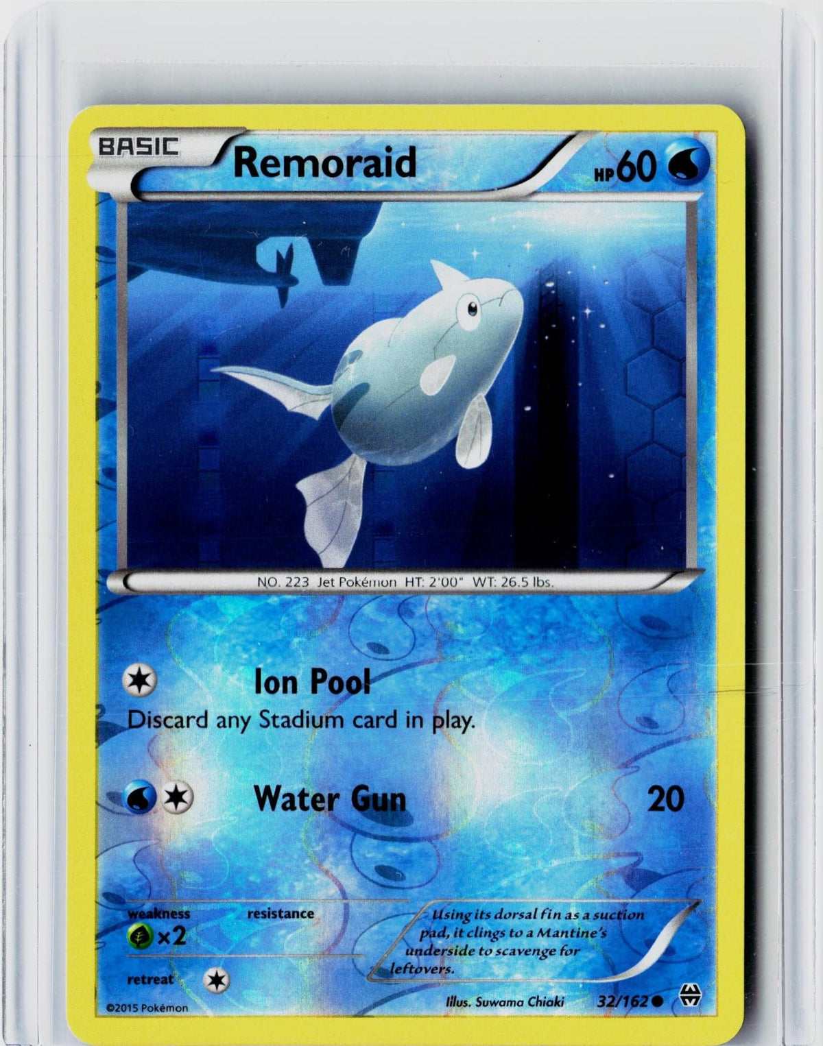 2015 POKEMON REMORAID 32/162 COMMON BREAKTHROUGH REVERSE HOLO NEAR MINT
