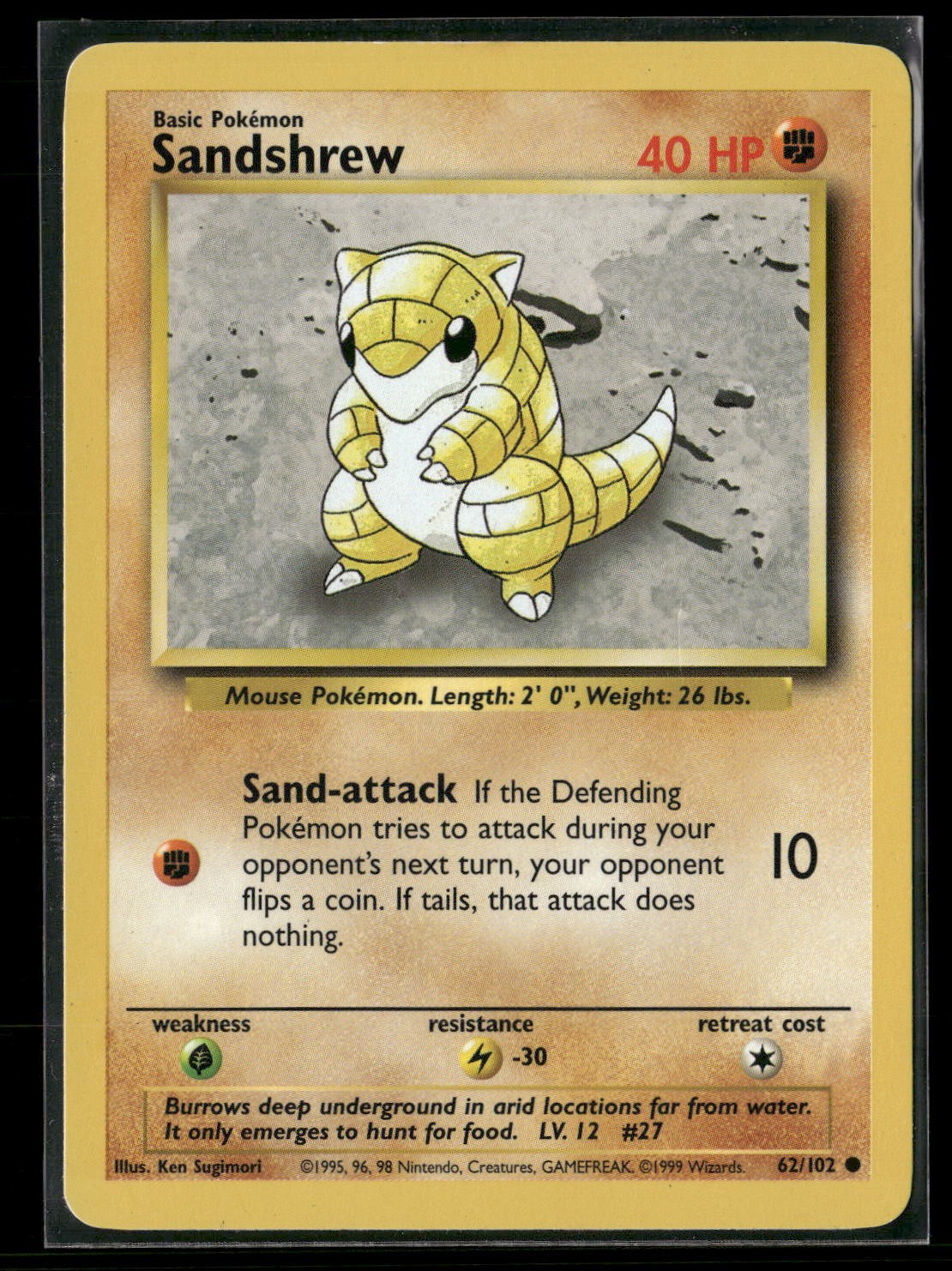 Sandshrew Common Base Set 062/102 NM