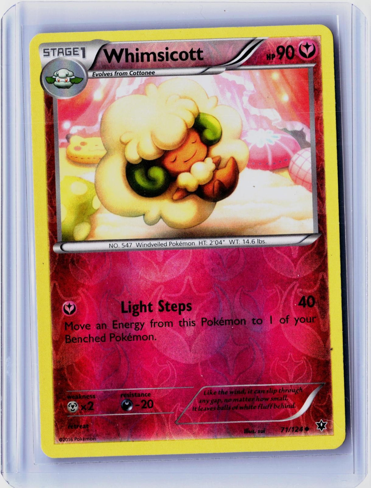 2016 POKEMON WHIMSICOTT 71/124 UNCOMMON FATES COLLIDE REVERSE HOLO NEAR MINT